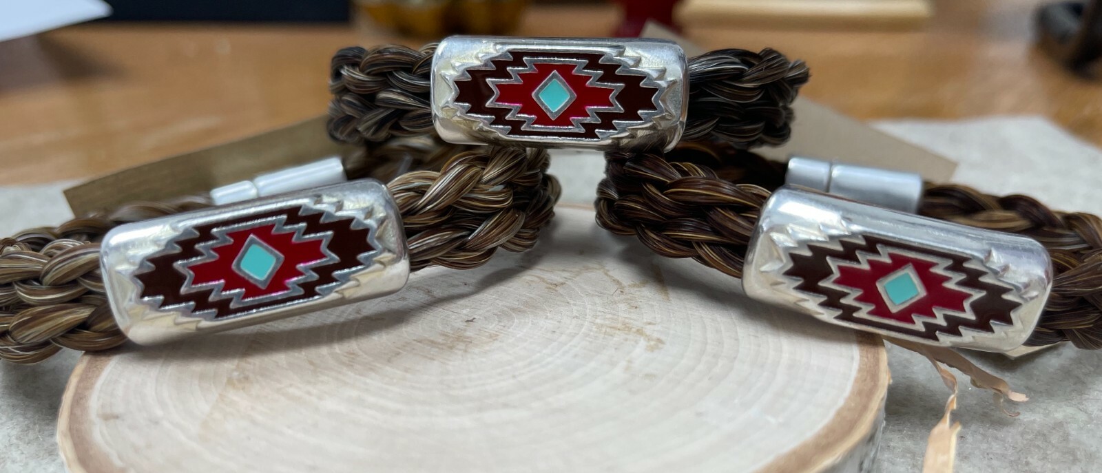 Horse Hair Braided Cuff Bracelet Chama Aztec Cowboy Collectibles
