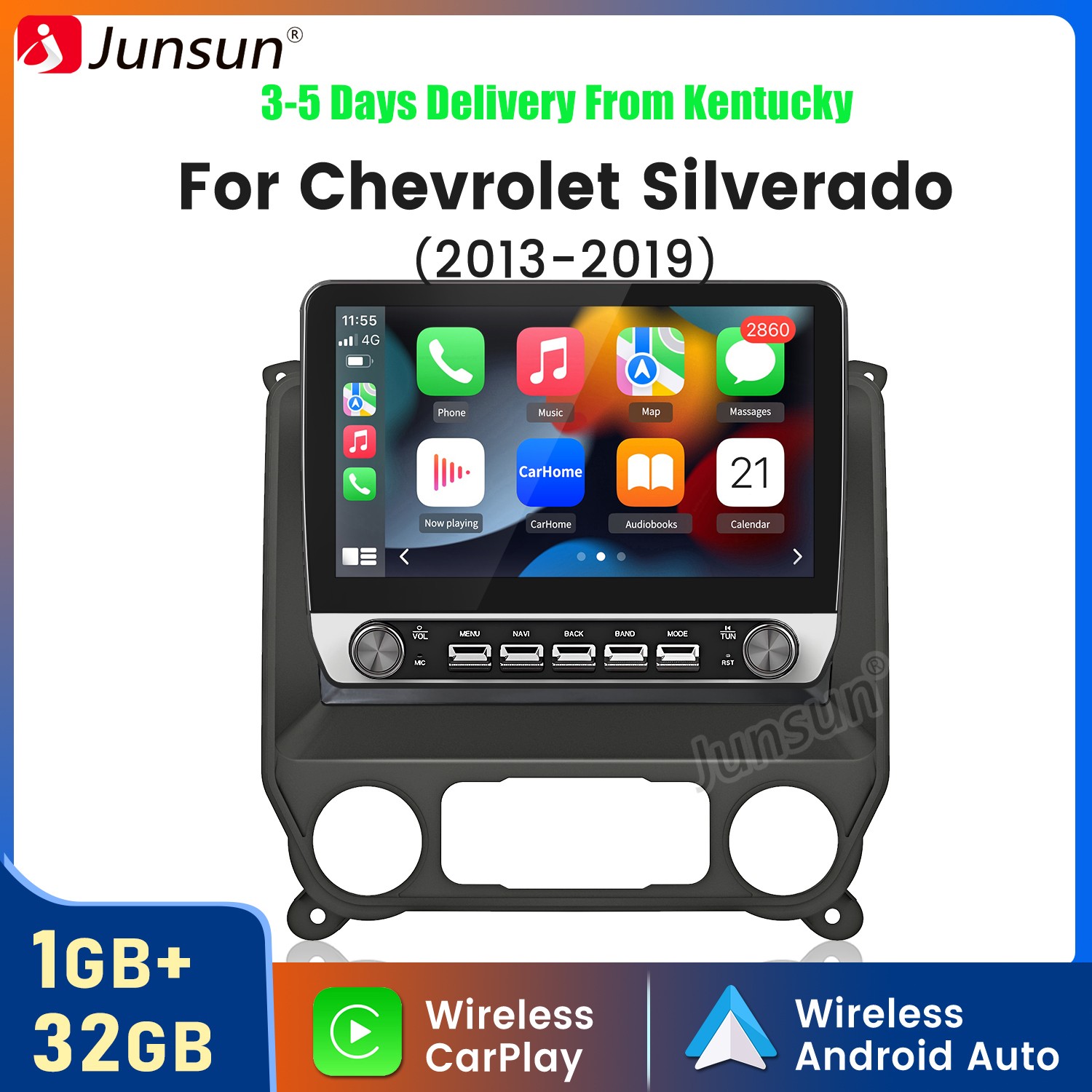 For Chevy Silverado 2014-18 10.1"Android15 Carplay Car Stereo Radio GPS Navi SWC