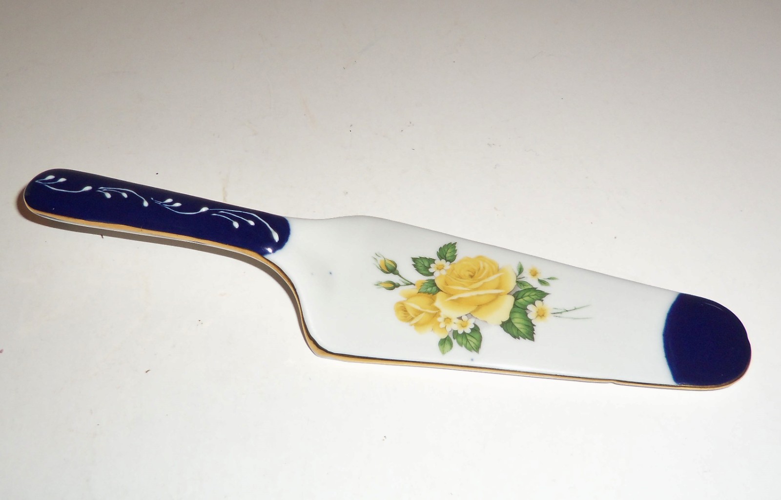 Elegant Porcelain Cake Server Czech Republic by Golden Porcelain Yellow Roses