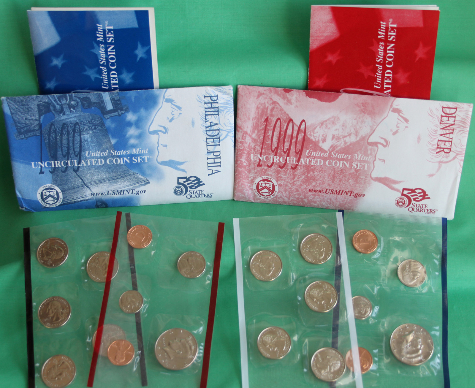 1999 P + D U.S. Mint Set Uncirculated 20 Coin BU Annual Set Complete with COA