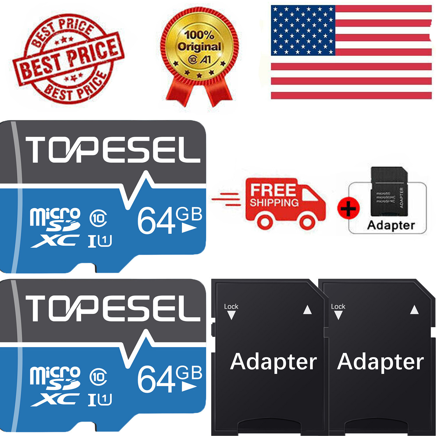 TOPESEL 16G 32G 64G 128G Lot 1-100Pack U1 U3 High Speed Ultra SD Card TF Card