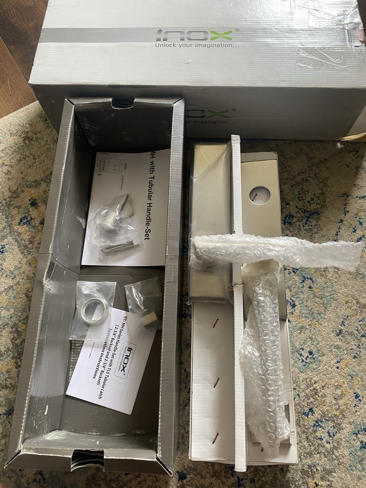INOX NY214TDP-32D-LH NY Handleset, Tubular, Champagne Lever, Full Dummy Left