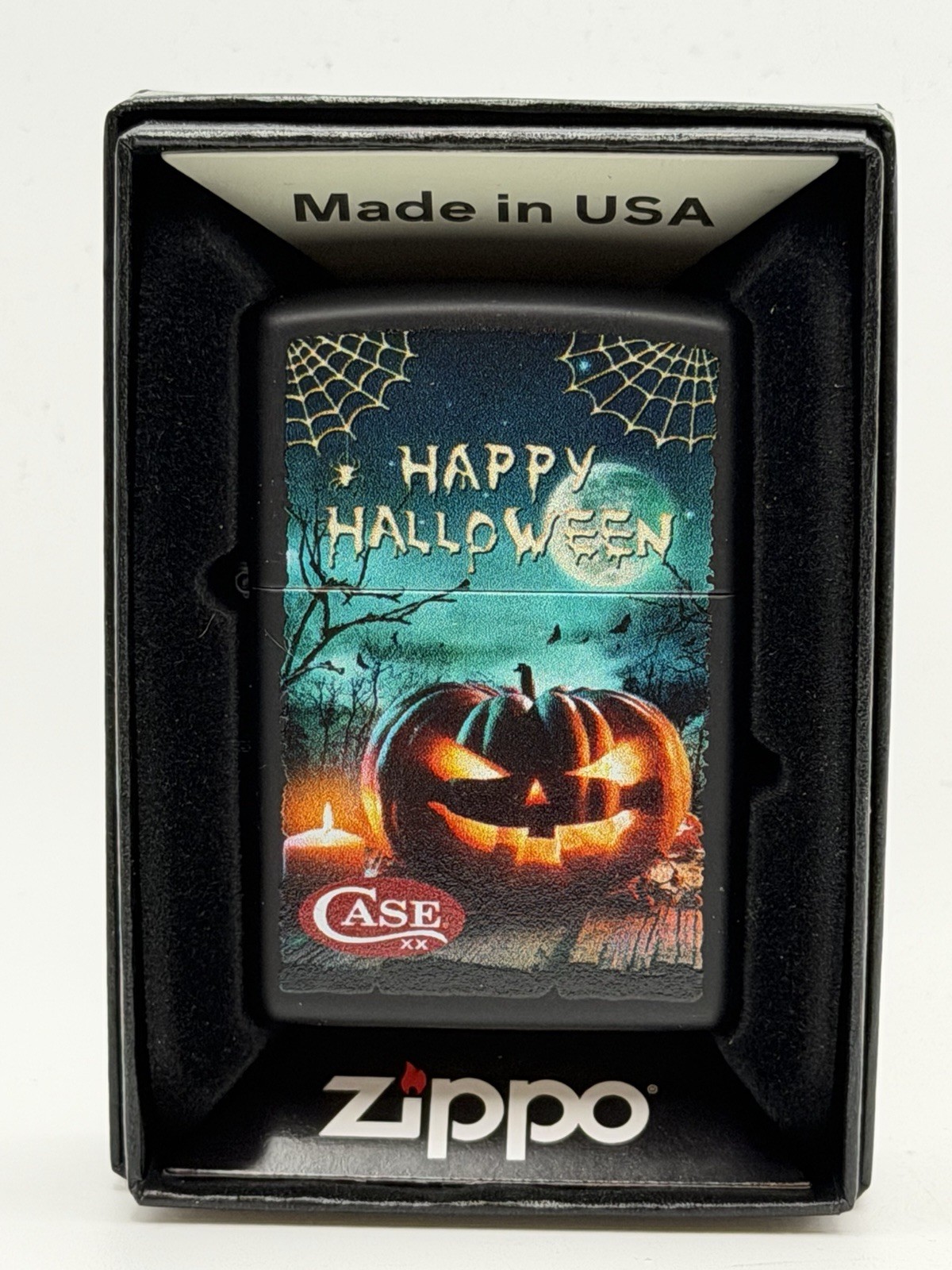 Case Cutlery Jack-O-Lantern Halloween Black Matte Zippo Lighter NEW