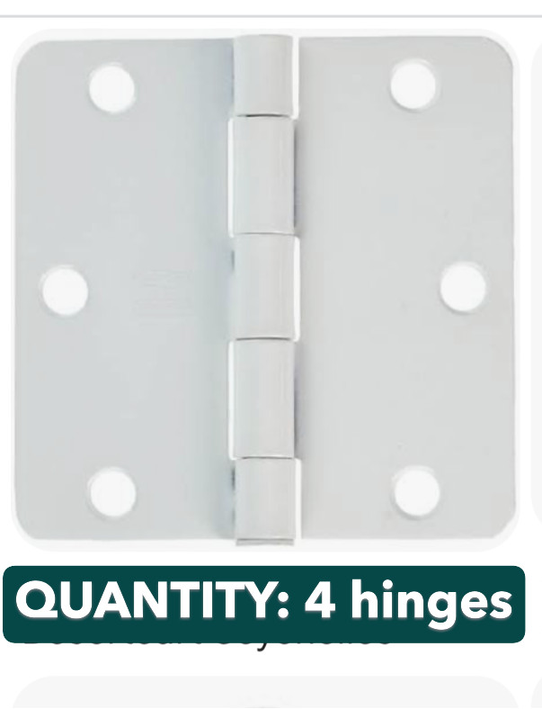 4-hinge pack lot Stanley S836-338 white powder coat 3.5" 1/4 radius corners door