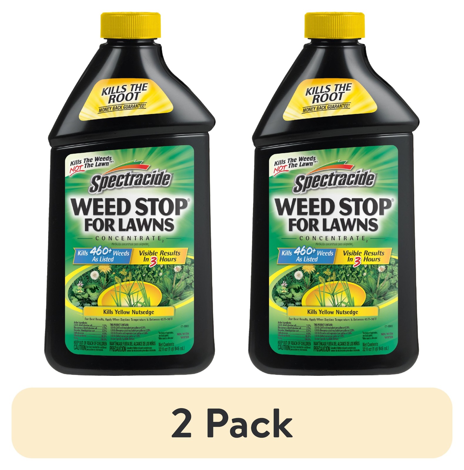 (2 pack) Weed Stop for Lawns Concentrate, Kills Listed Broadleaf Weeds, 32Ounces