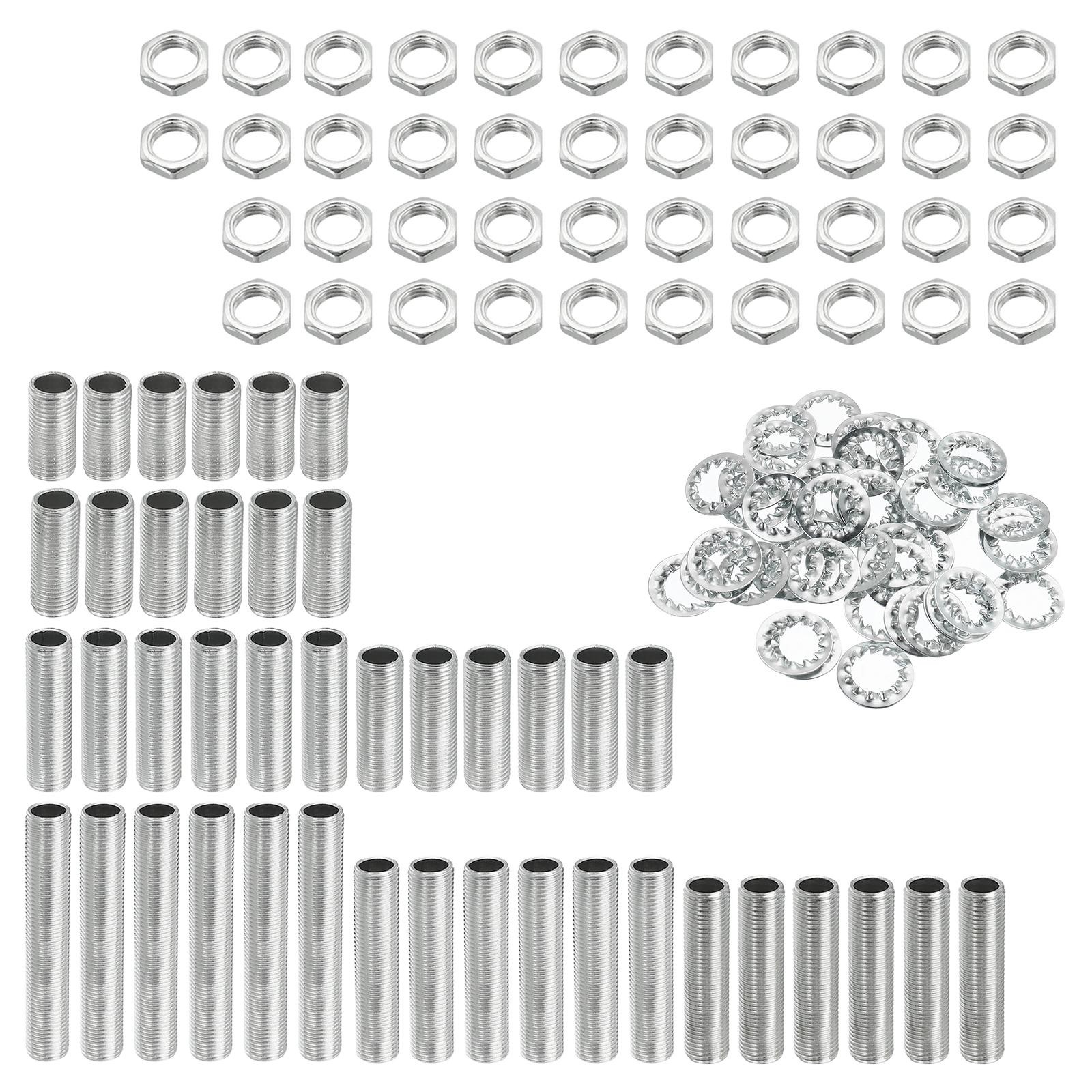 126pcs Lamp Pipe with Lock Nuts Teeth Washers 1/8IP Thread Fasteners Assortment