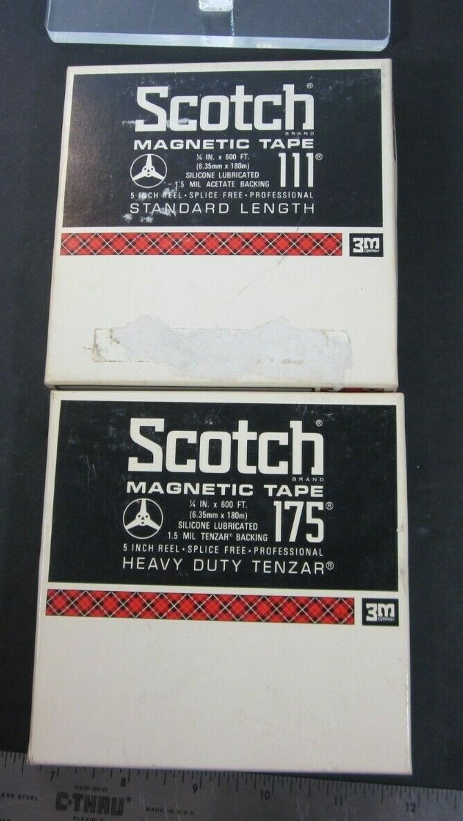 Lot of 2 VTG 3M SCOTCH 5 in REEL to REEL 1/4 in x 600 ft Mag Tapes 111 175