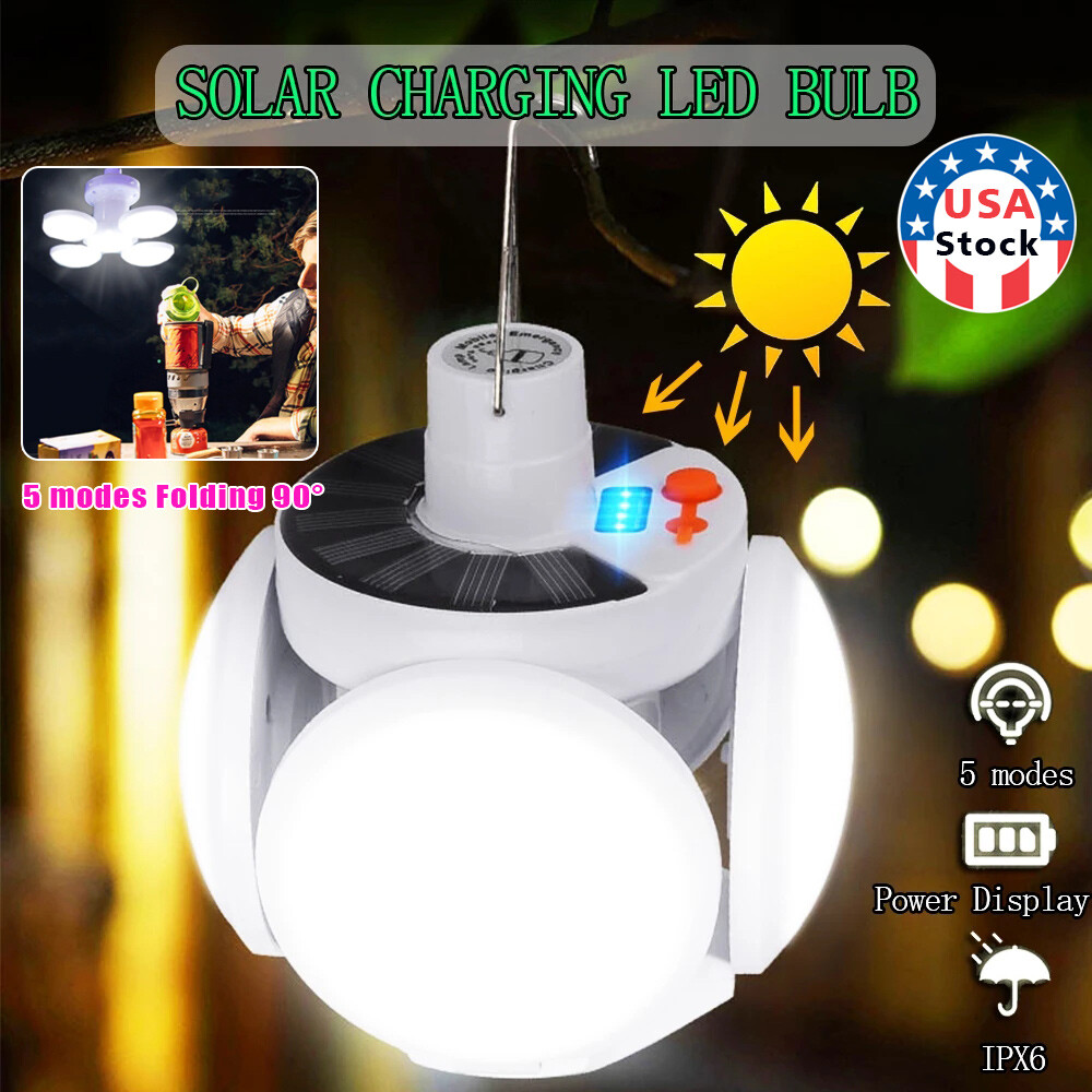 Solar LED Torch USB Rechargeable Night Light Outdoor Camping Lamp Emergency