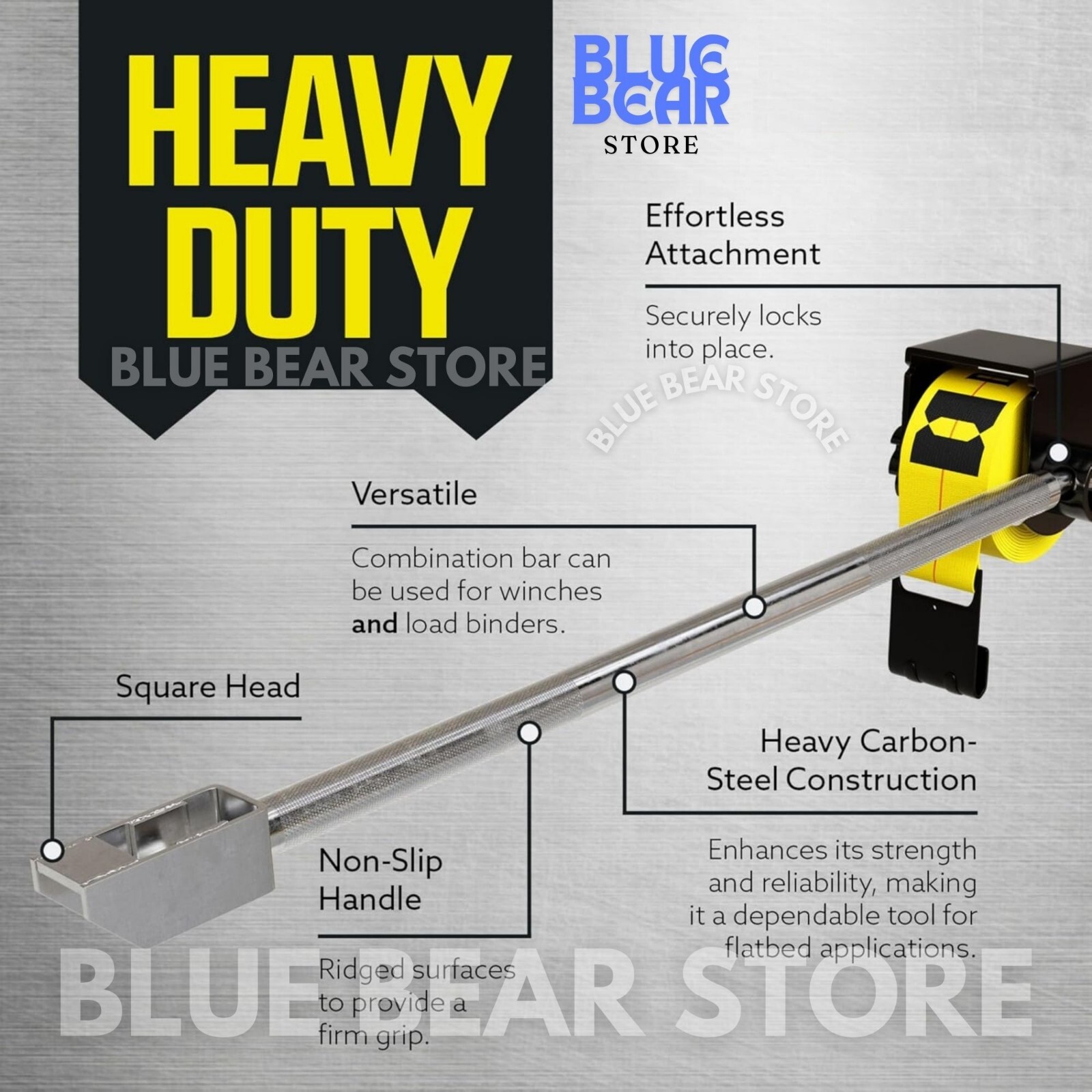 Leverage Winch Bar for Tighten Ratchet Strap Flatbeds Trailer Chain Lever Binder