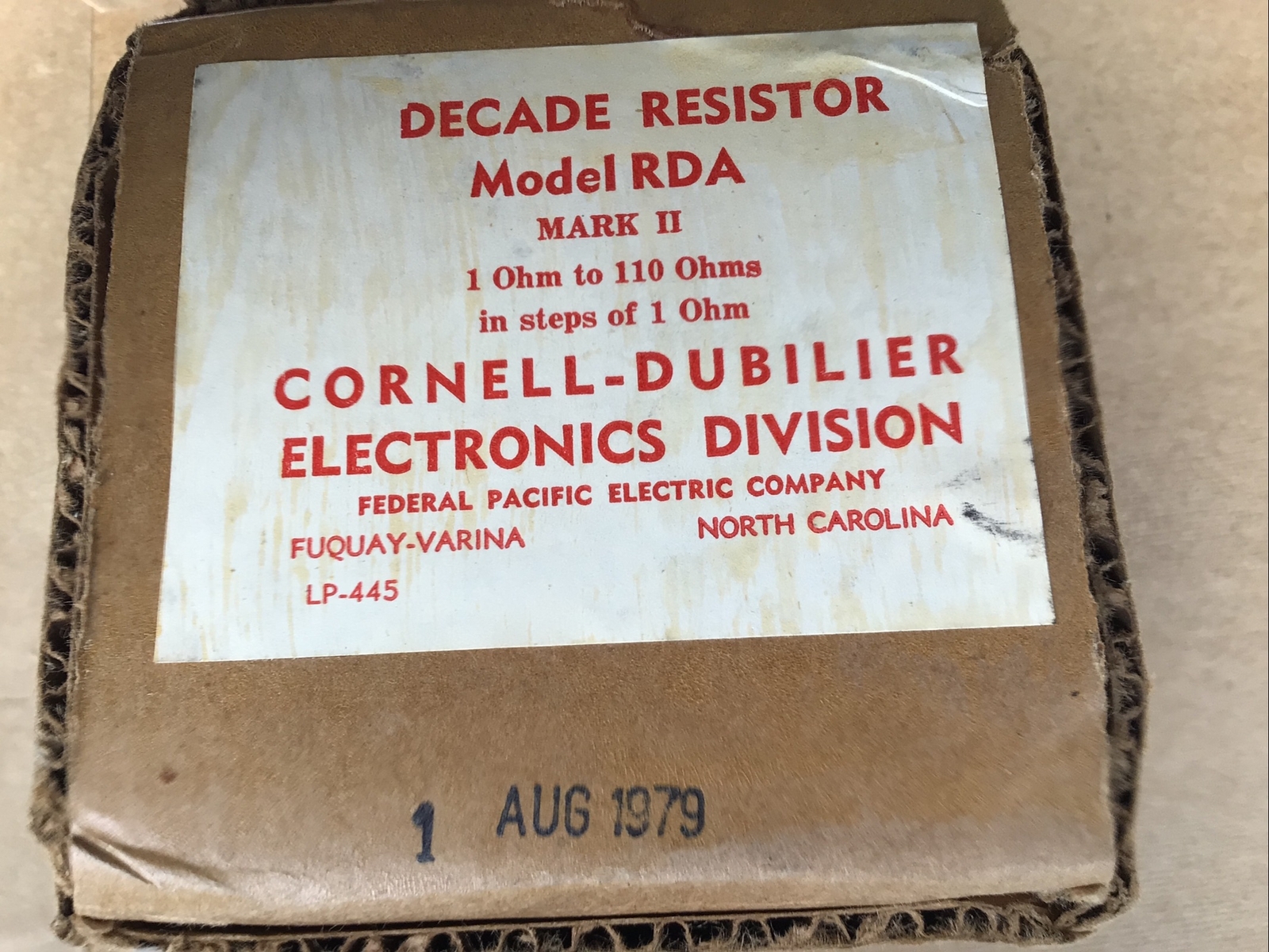 Cornell-Dubilier Decade Resistor Model RDA