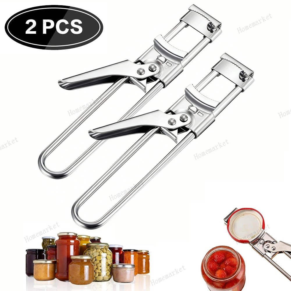 2* Adjustable Multifunctional Stainless Steel Can Opener Jar Lid Gripper Kitchen