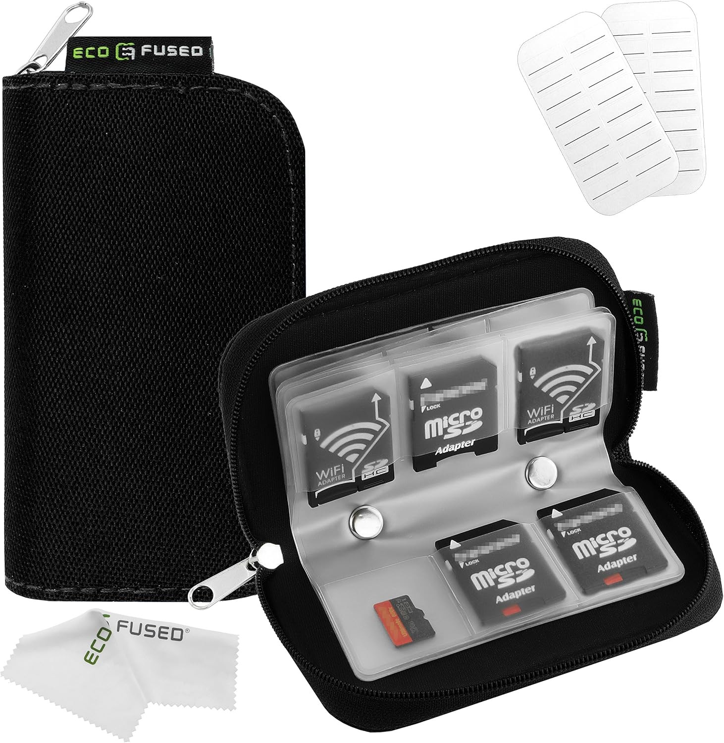 Memory Card Case, 22-Slot Organizer for SD, microSD and CF | Zippered SD card