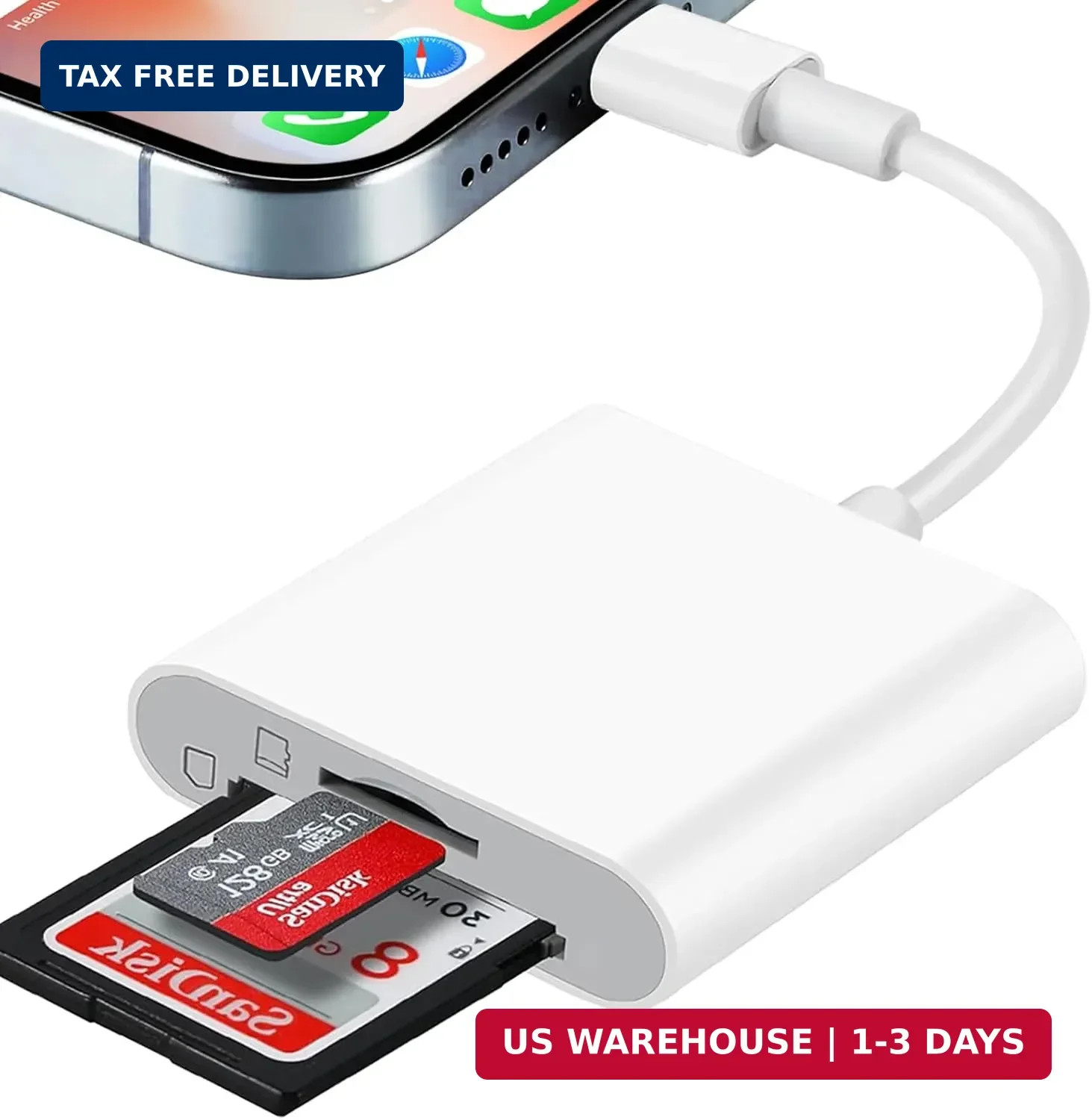 SD Card Reader for iPhone, SD & Micro SD Dual Slots Memory Card Reader for iPad,