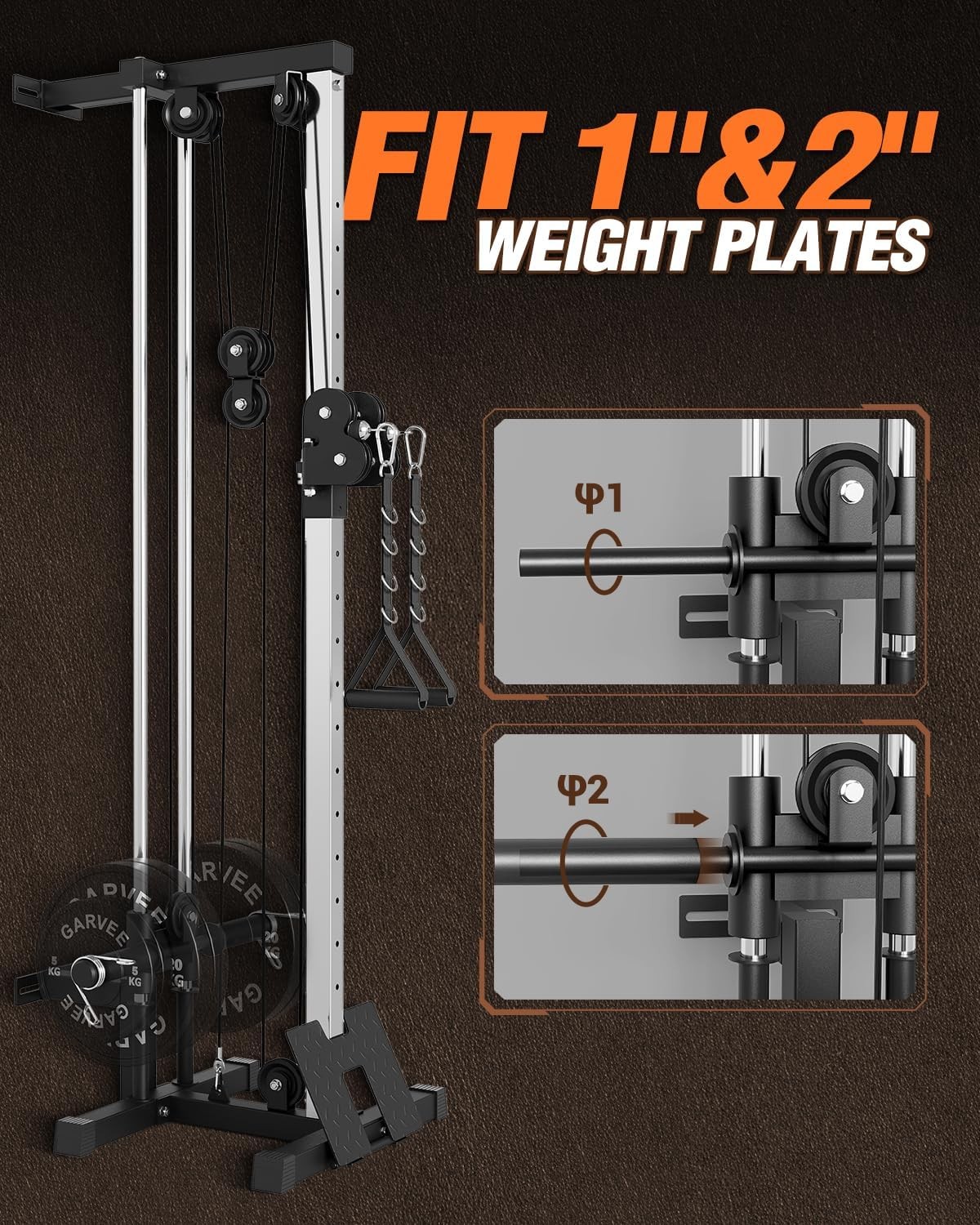 Wall Mount Cable Station LAT Pulldown Machine w/18 Positions Dual Pulley System