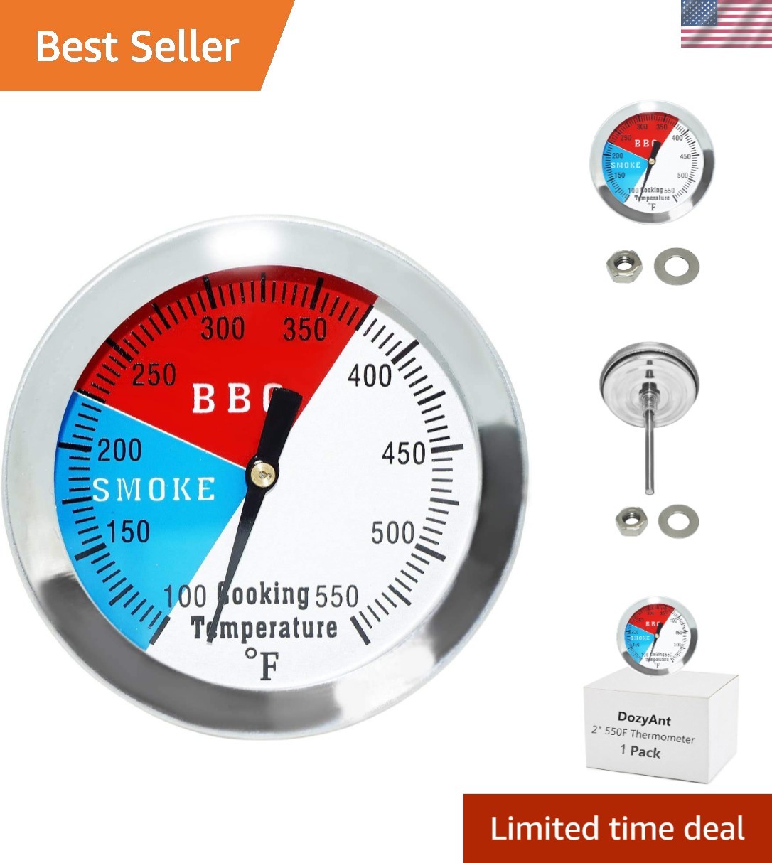 2'' BBQ Grill Temperature Gauge with 2.5'' Probe for Accurate Reading