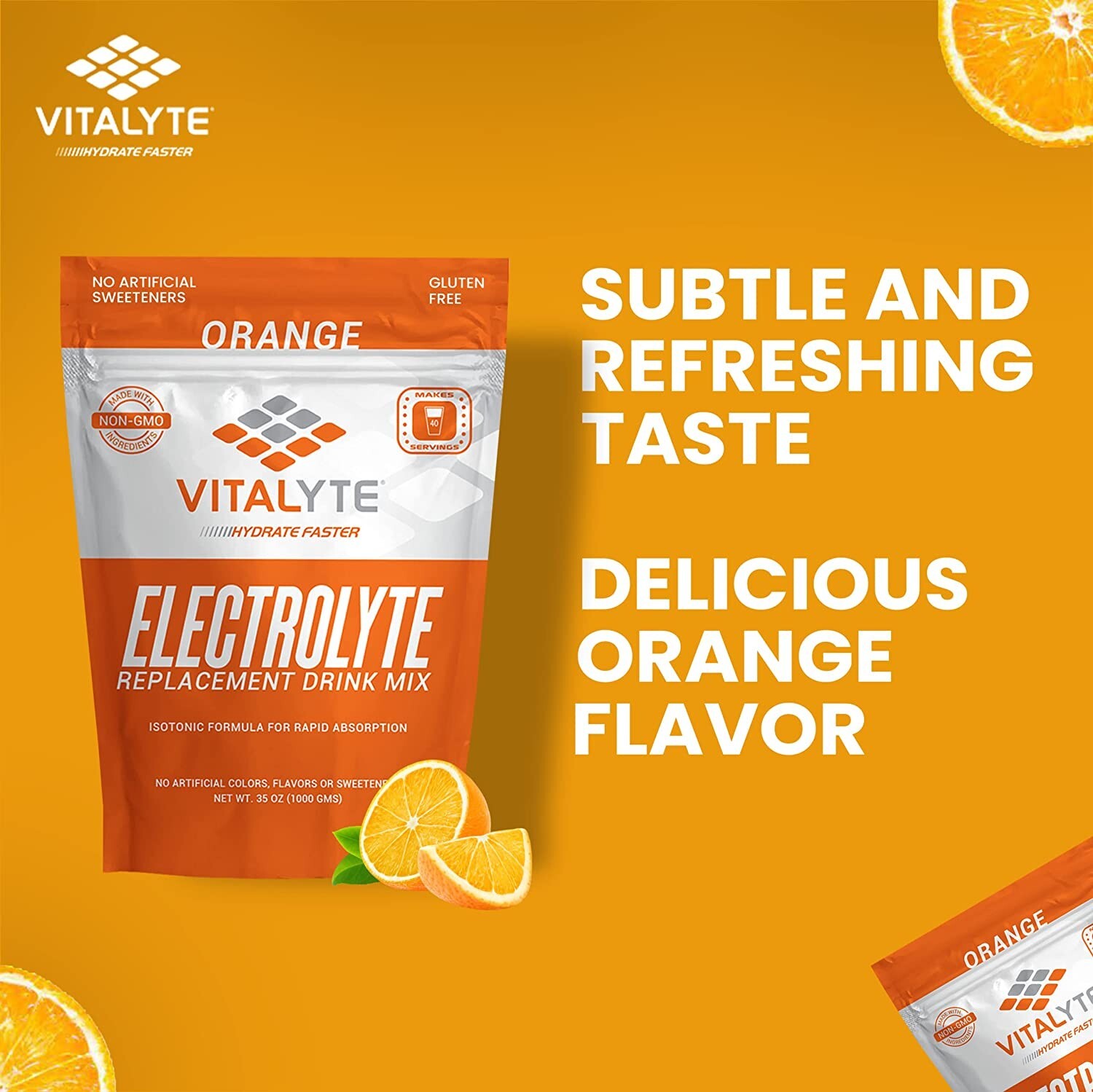 Vitalyte Electrolyte Powder Drink Mix Bundle, Pouch + Packets, Orange Flavor
