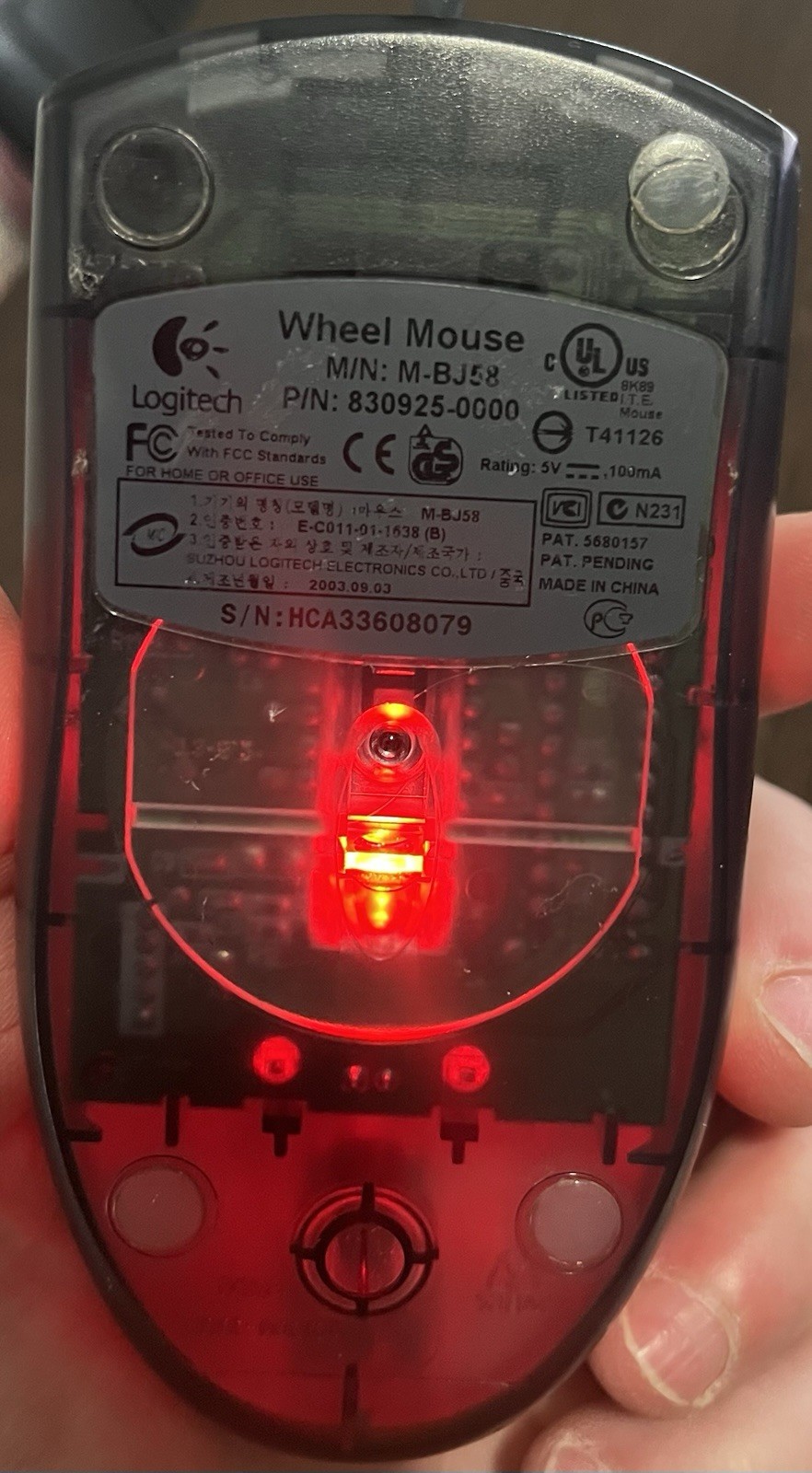 Logitech PREMIUM Optical WHEELMouse M-BT58 831315 TESTED WORKS