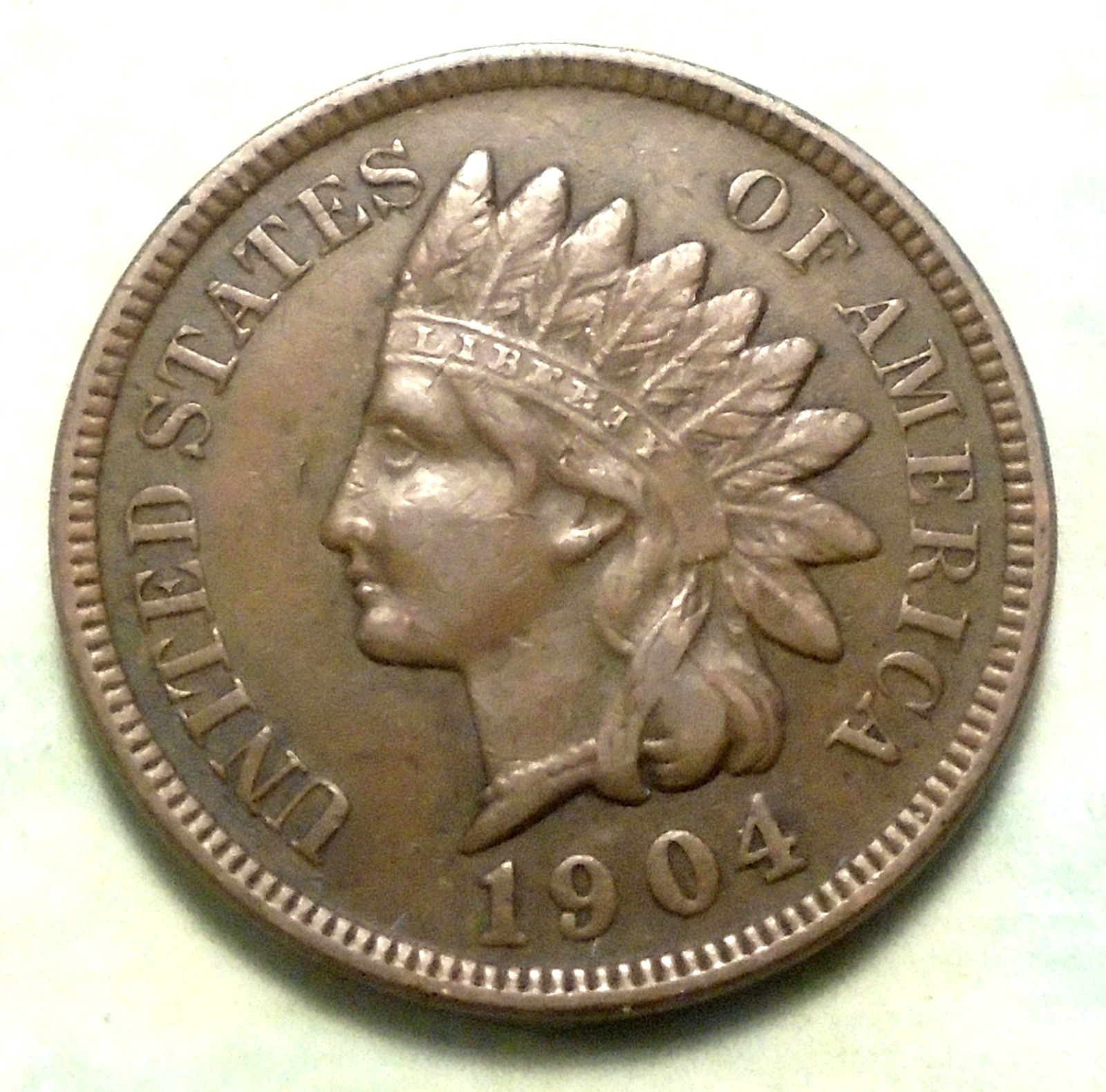 1904 Indian Head Cent XF+ CHOICE EXTRA FINE Brown 3+ Diam Crisp LIBERTY 61.3 ML