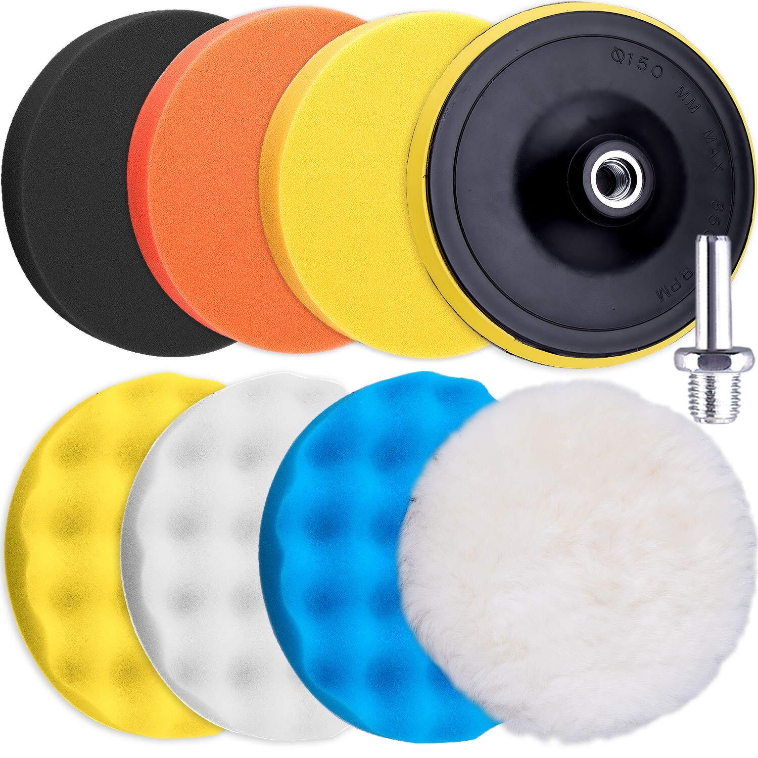 9 Pieces Car Polishing Pad Kit 7 Inch Buffing Pads Foam Polish Pads Car Polis...