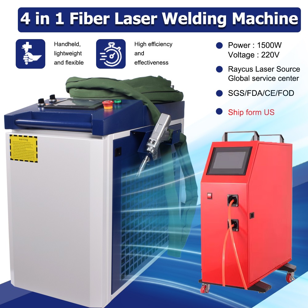Raycus 1500W 4 in 1 Fiber Laser Welding/ Cleaning/ Cutting Machine Dual feeding