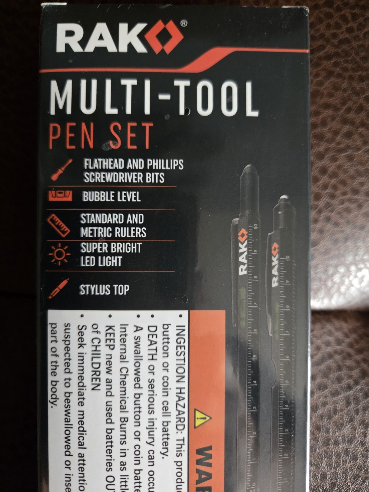 RAK Multi-Tool Pen Set LED Light Touchscreen Stylus Ruler Screwdriver Level NEW