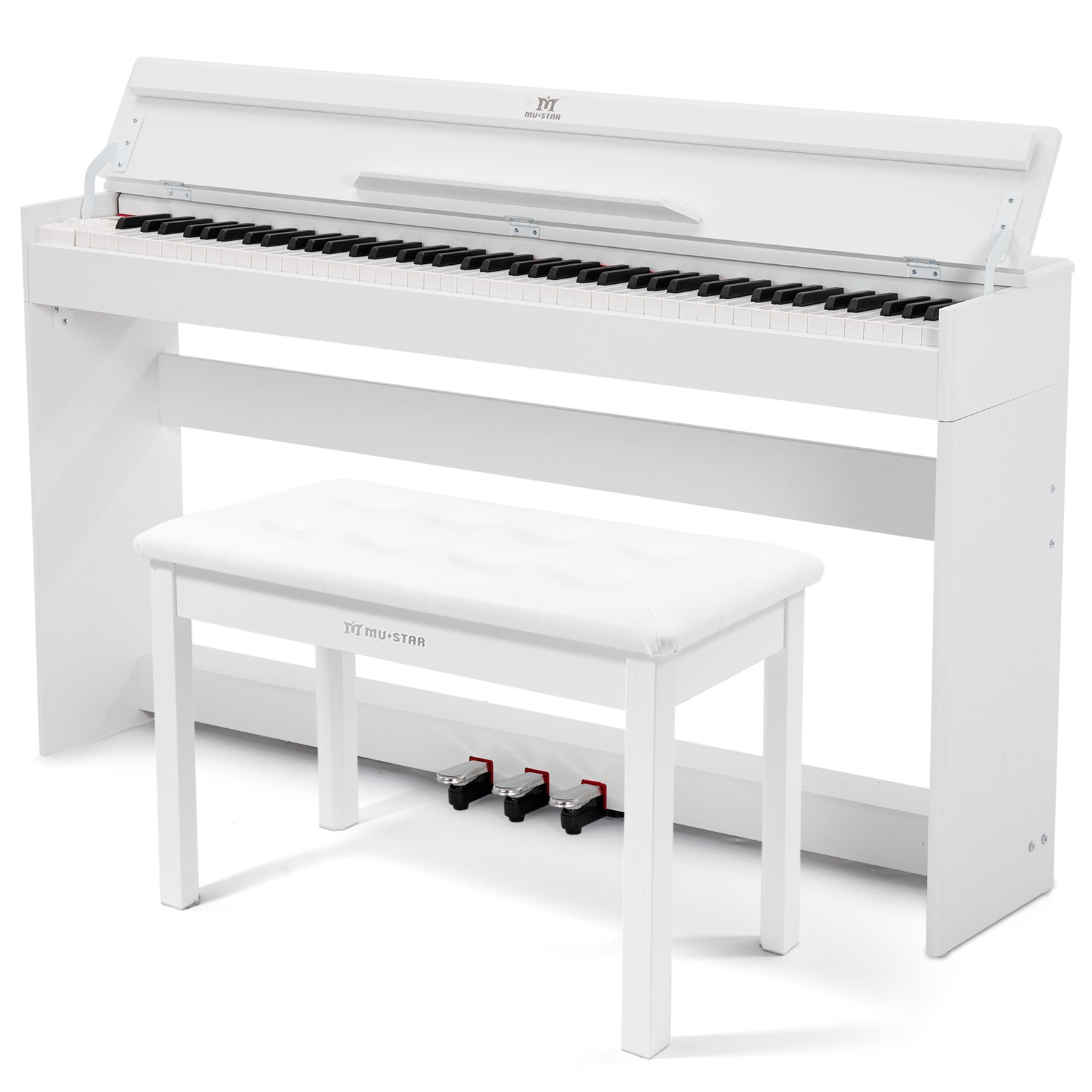 88Key White Digital Piano Keyboard Graded Hammer Action USB/MIDI,Bluetooth,Bench