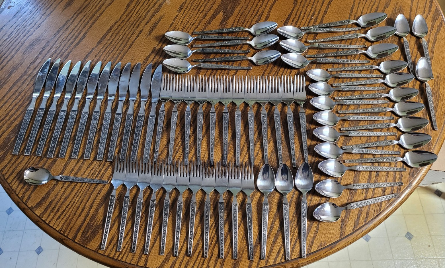 62 Pcs. CORDOVA Pattern Stainless Steel Flatware United Silver Company