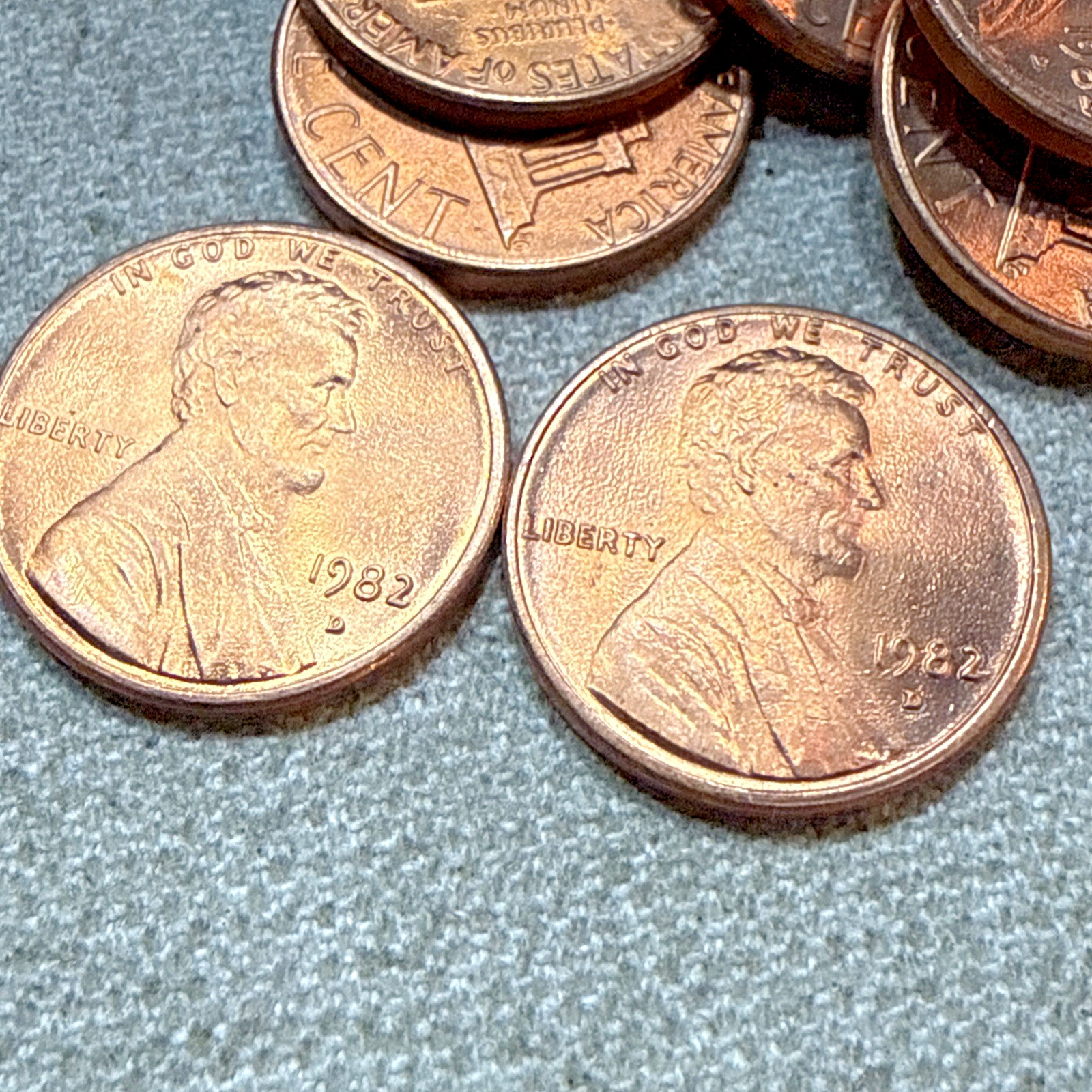 1982 D Zinc Large Date Lincoln Cent Rolls From U.S. Mint bag