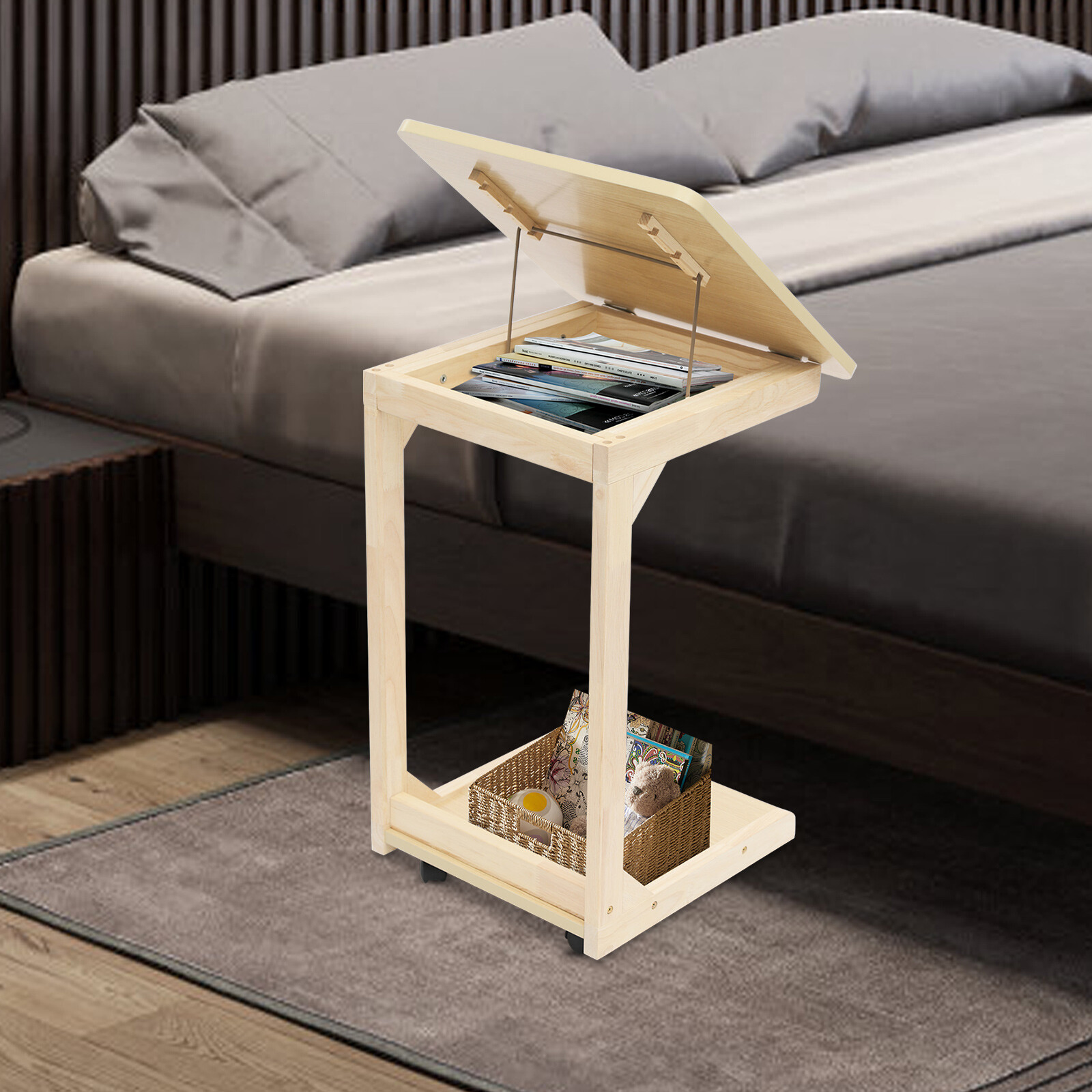 C Shaped Table C Table With Wheels Couch Table Modern Wood C Shaped Side Table
