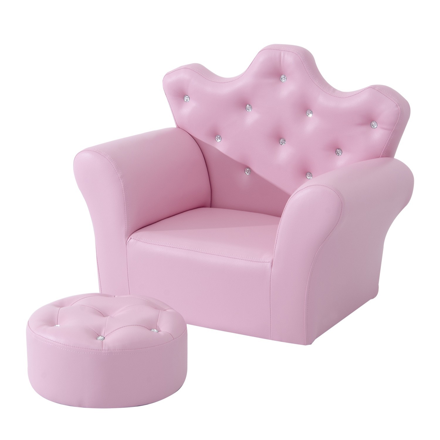 Kids Sofa Set, Children's Upholstered Sofa with Footstool, Princess Sofa