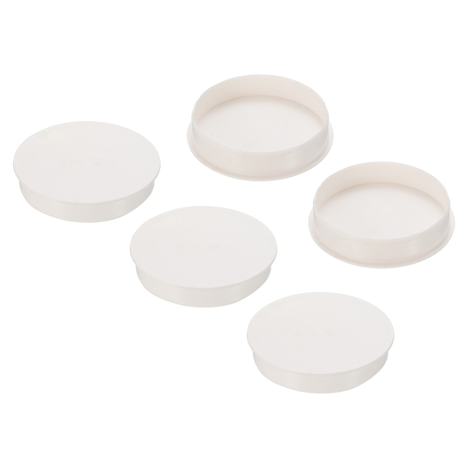 70mm OD Pipe Hole Plugs, 5 Pack PVC Round Tubing Insert Pipe End Cover, White