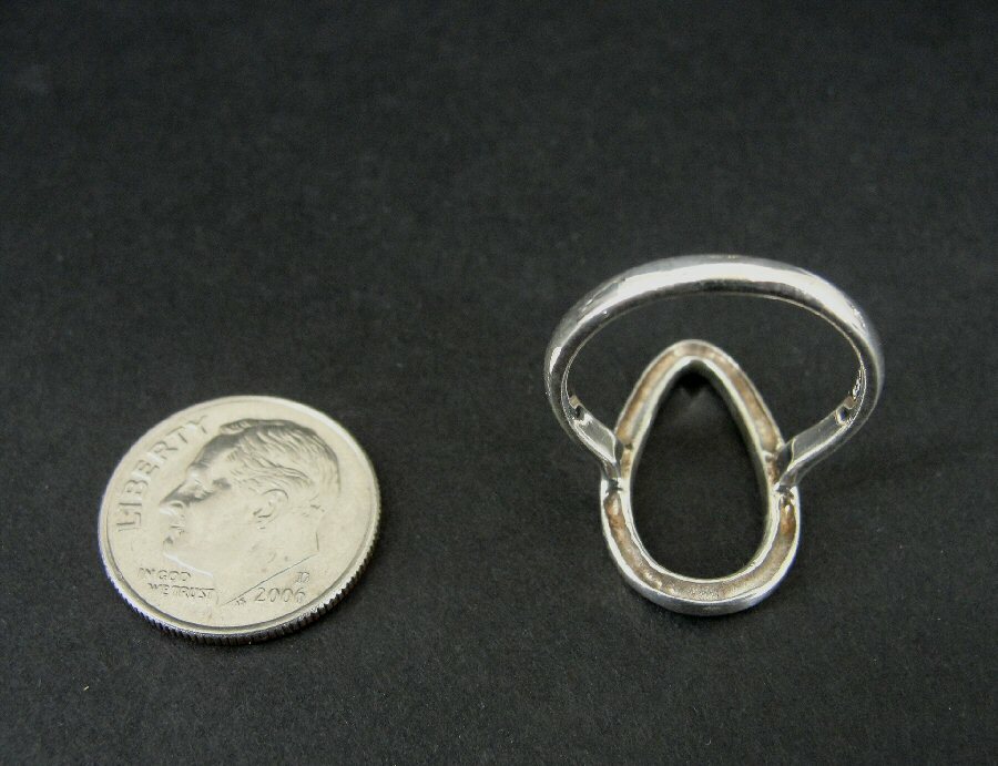 Ring Silver Teardrop Open Shape Design Sterling 925 Size 6 Band Ring