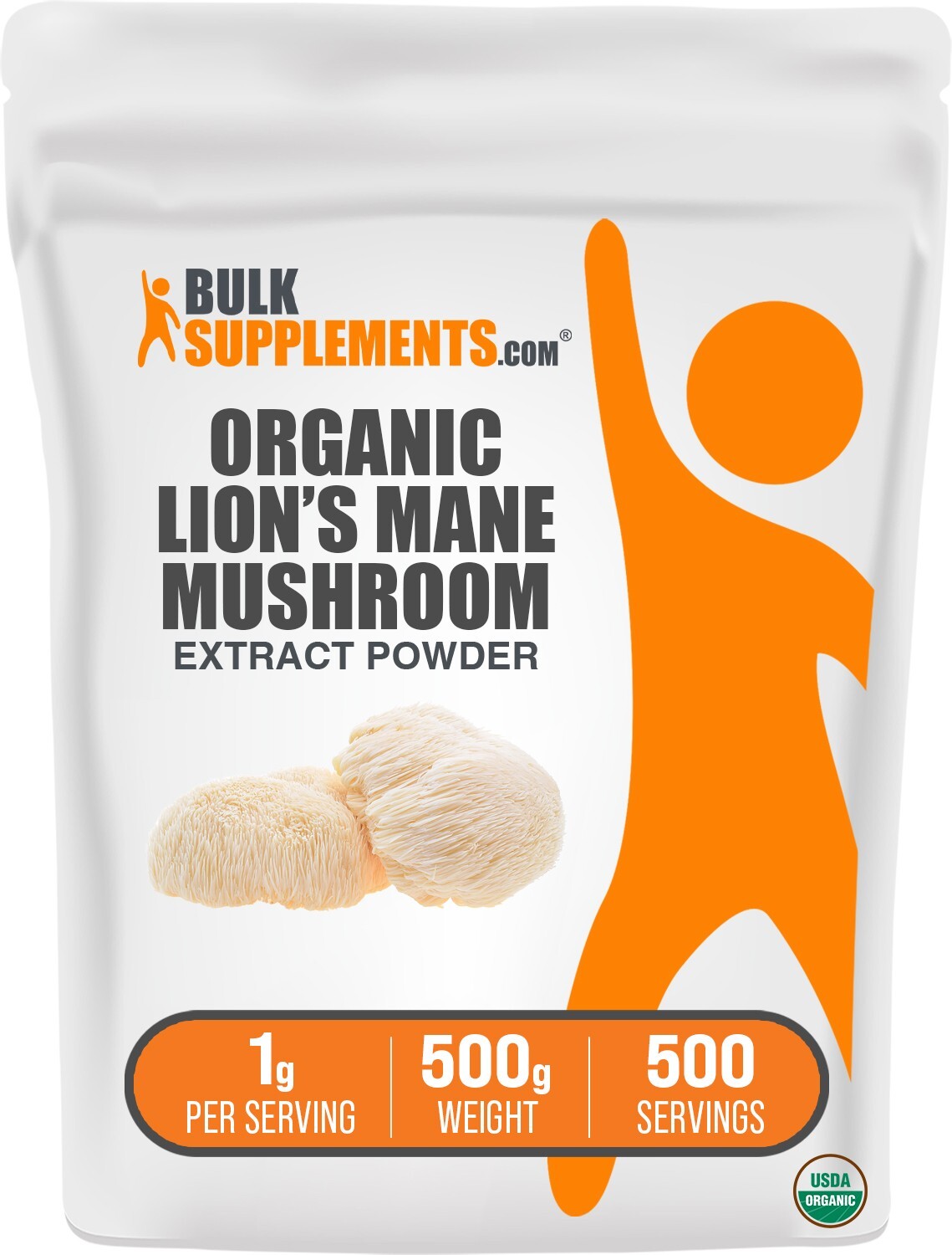 BulkSupplements Organic Lion's Mane Mushroom Extract Powder 500g - 1g Servings