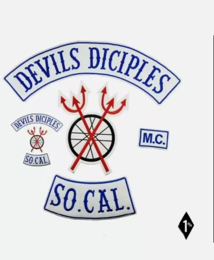 JUMBO RED DEVILS DICIPLES MC BIKER VEST EMBROIDERED PATCH SET 18" IRON ON