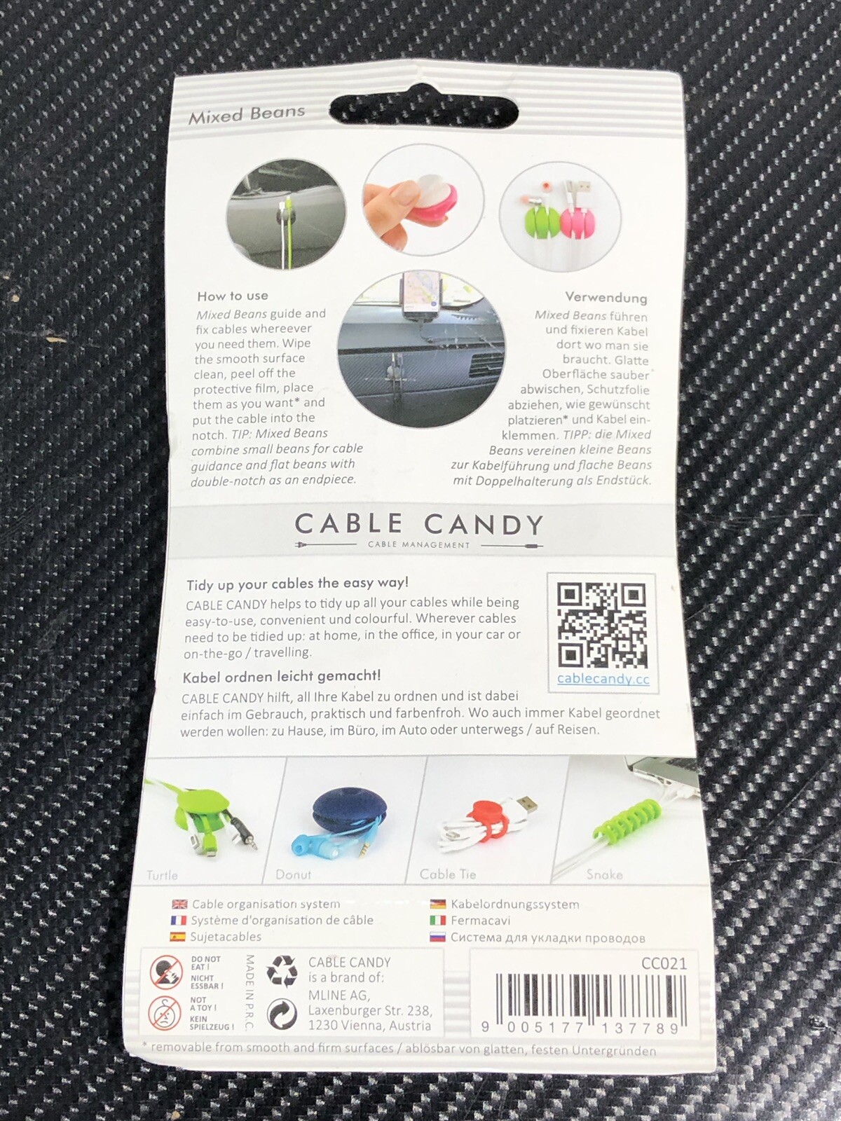 Cable Candy Mixed Beans Cable Holder and Cable Management - Black