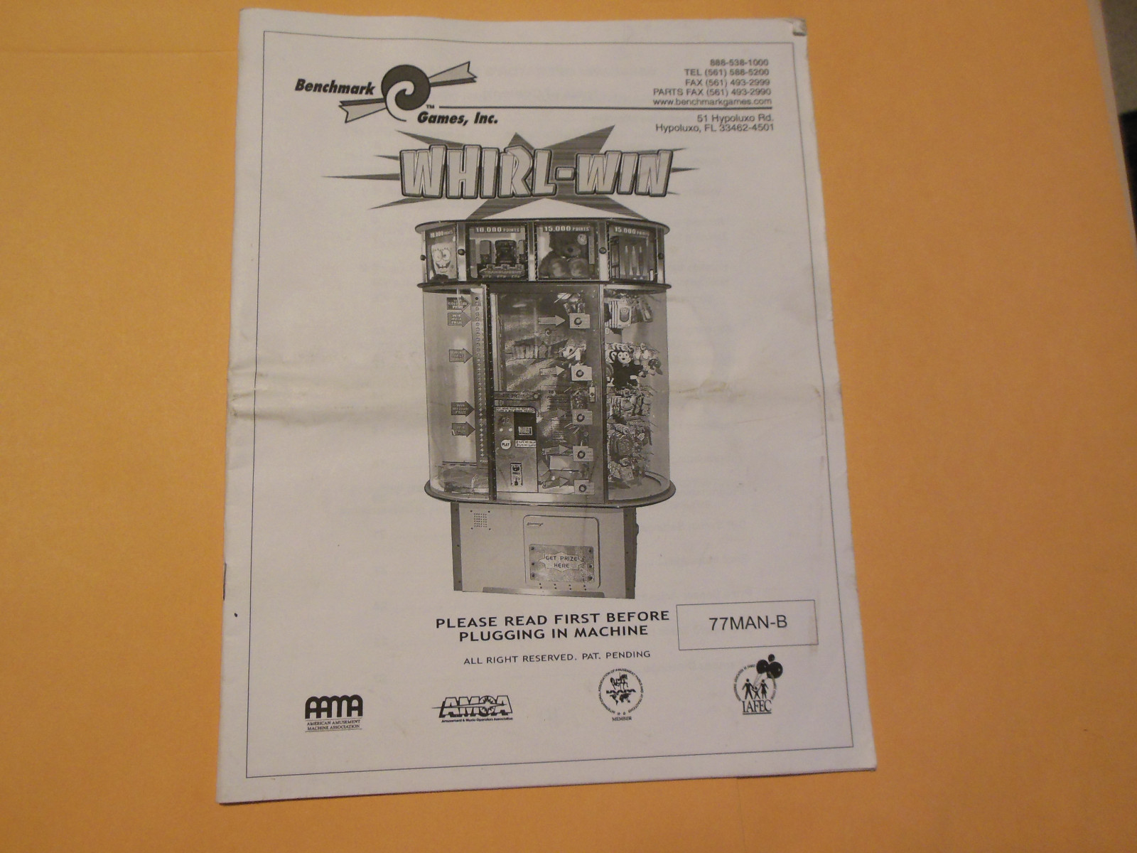 WHIRL WIN    arcade  game manual
