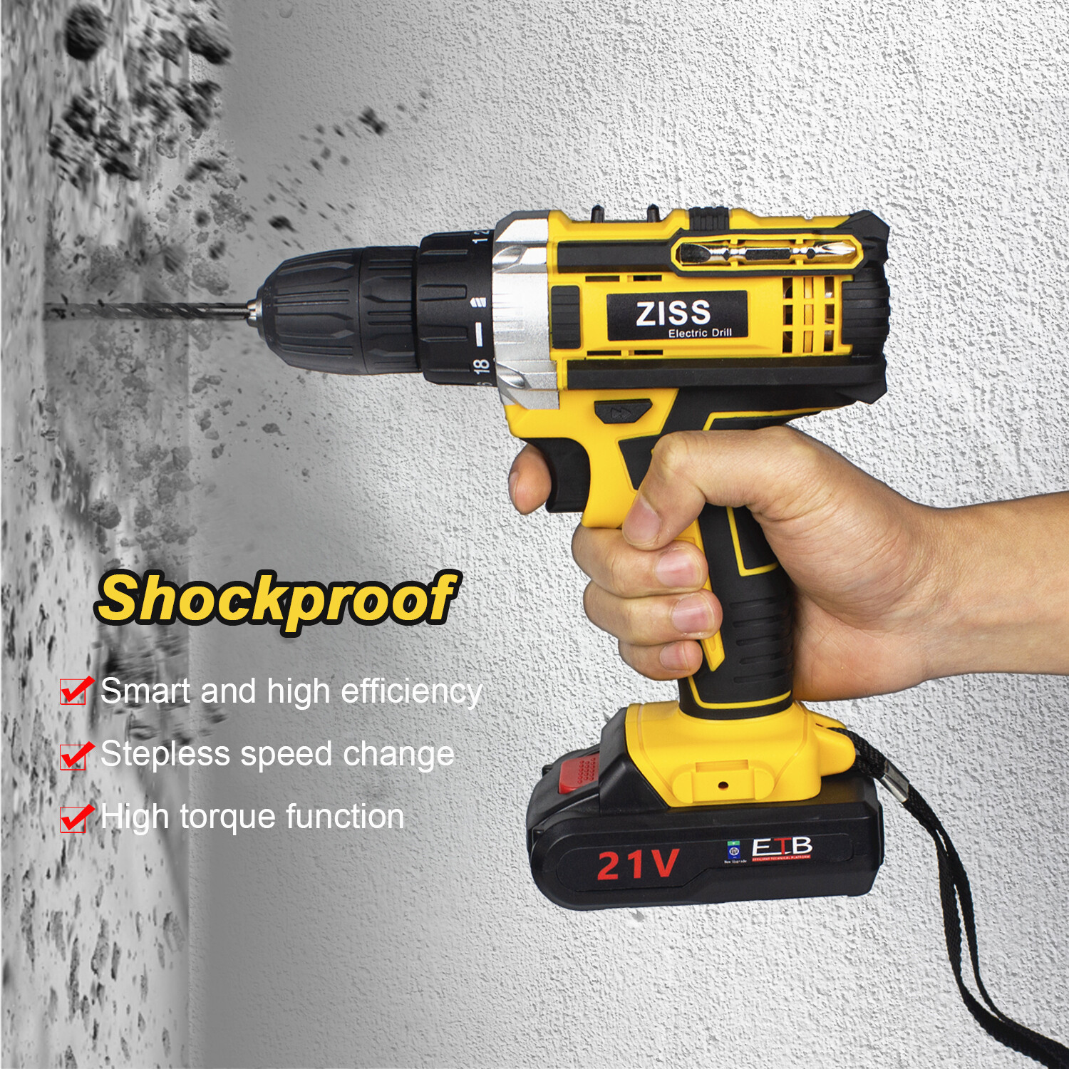 21V 34IN1 Electric Cordless Drill Impact Drill Combo Set with Battery & Charger