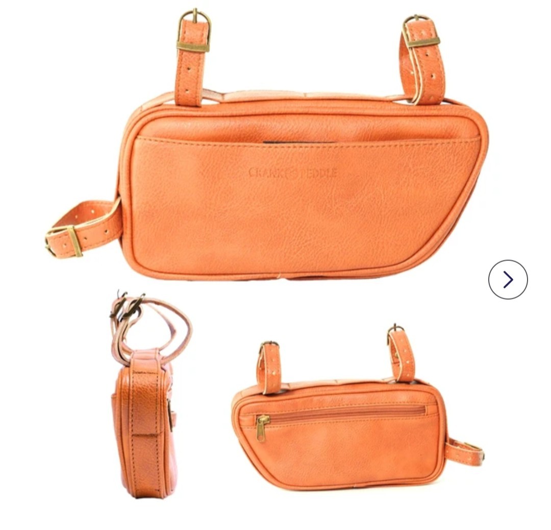 Crank and Peddle Leather Bicycles Frame Bag- Water Resistant Frame Bag for...