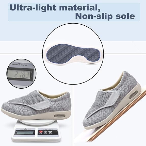 Men’s Wide Diabetic Shoes Adjustable Closure Pain Relief Shoes for Swollen Fee