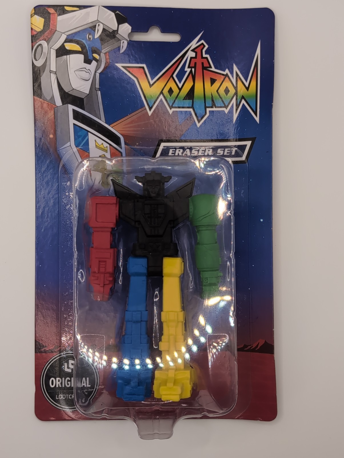 LOOT CRATE EXCLUSIVE VOLTRON ERASER SET New On Bent Card