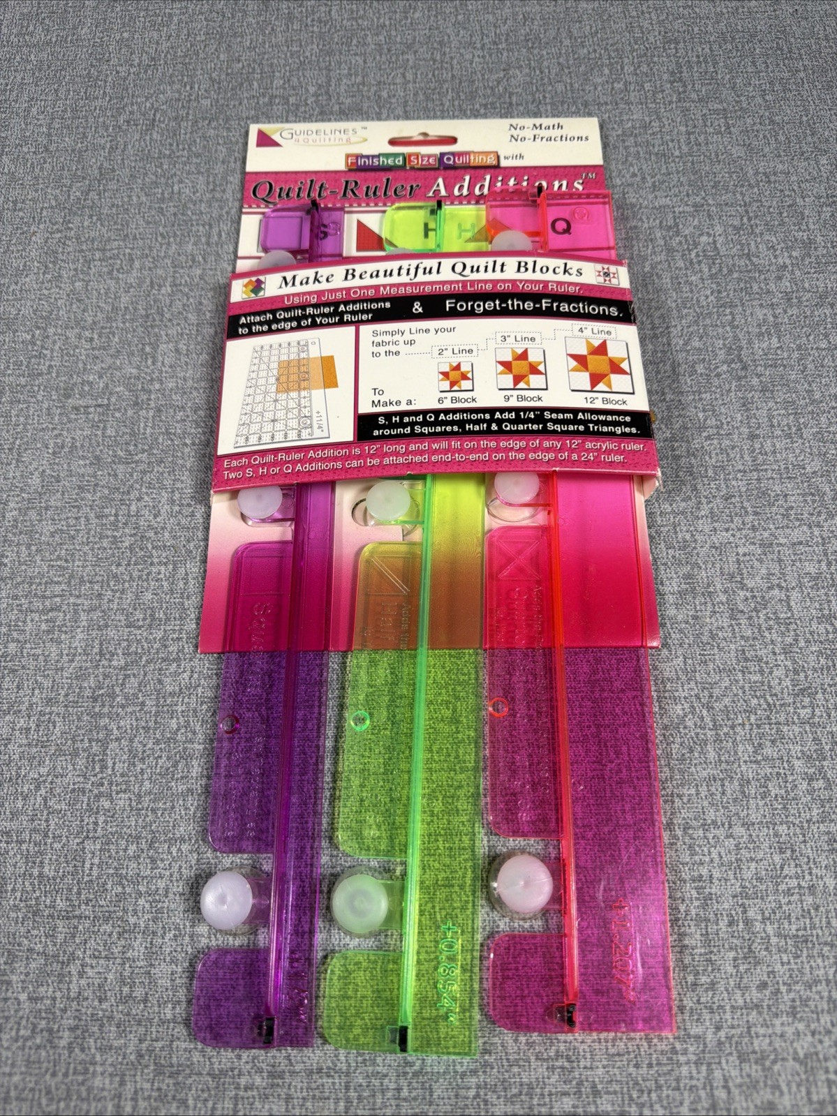 Vintage Acrylic Guidelines 4 Quilting Quilt-Ruler Additions Rulers Made In USA