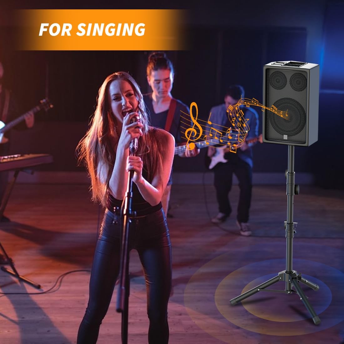Small Speaker Stands 2 Pack, 24-50 Inch Height Adjustable Pack 2, Black