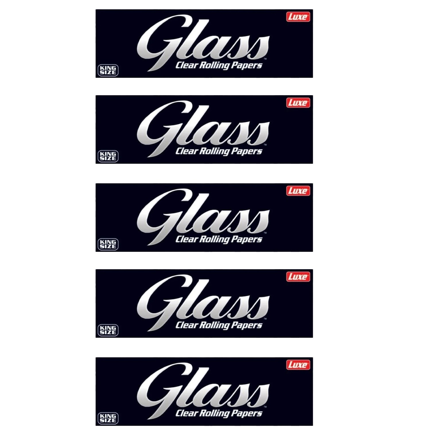 GLASS Luxe Clear Cigarette Rolling Paper King Size - 5 Packs