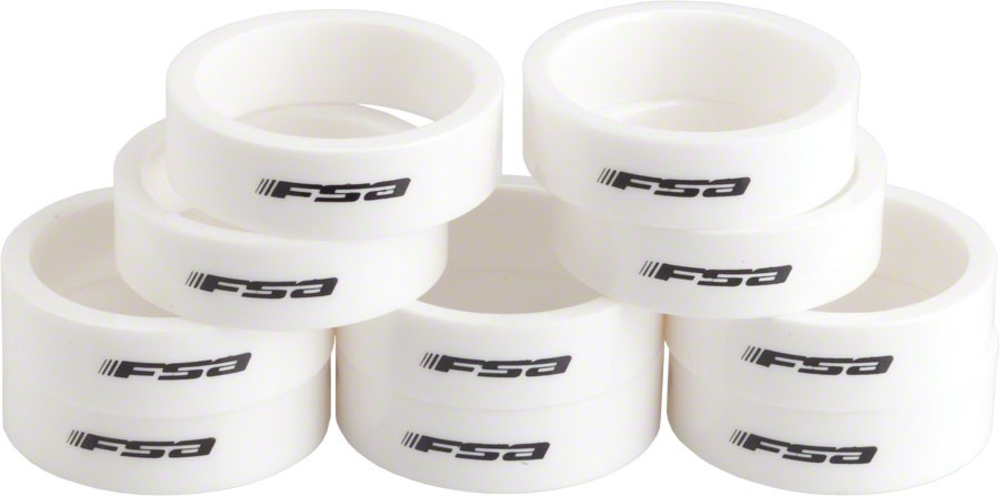 FSA Polycarbonate Headset Spacers 1 1/8" x 10mm 10 pcs White