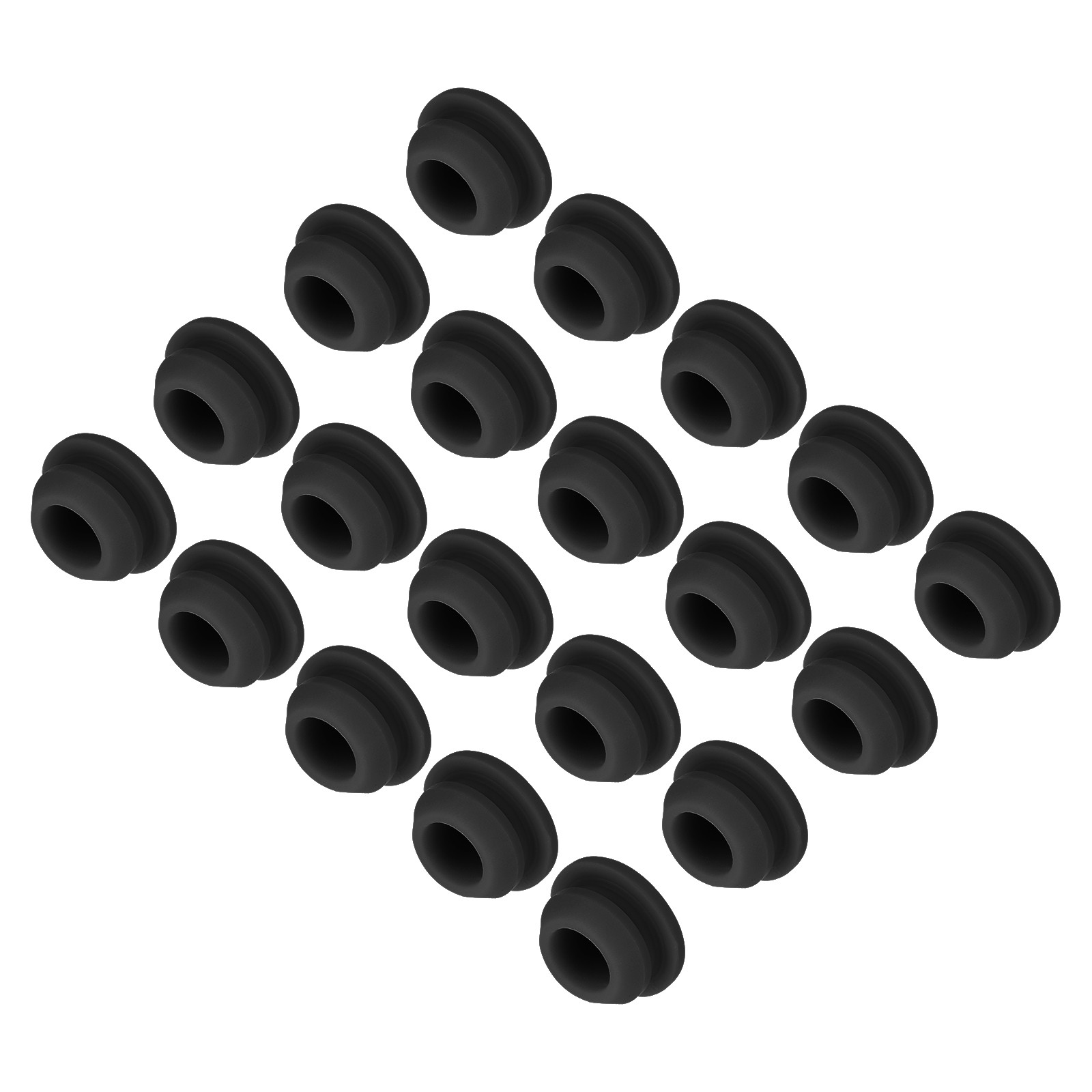 20pcs Silicone Snap in Locking Hole Plugs,9.5mm Narrow Groove 2mm Black