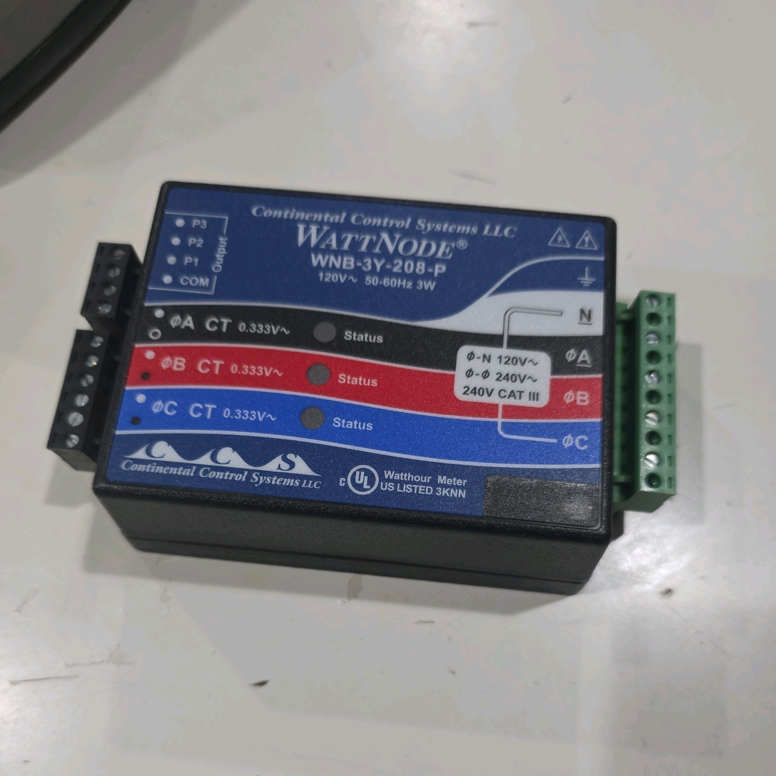 Continental Control Systems WNC-3Y-208-MB WattNode® Modbus Power Monitoring