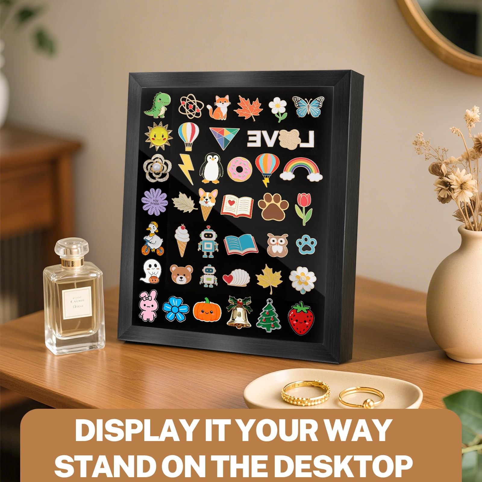 Pin Display Case, Enamel Pin Collection Display, 11" X 13" Shadow Box for Wal...
