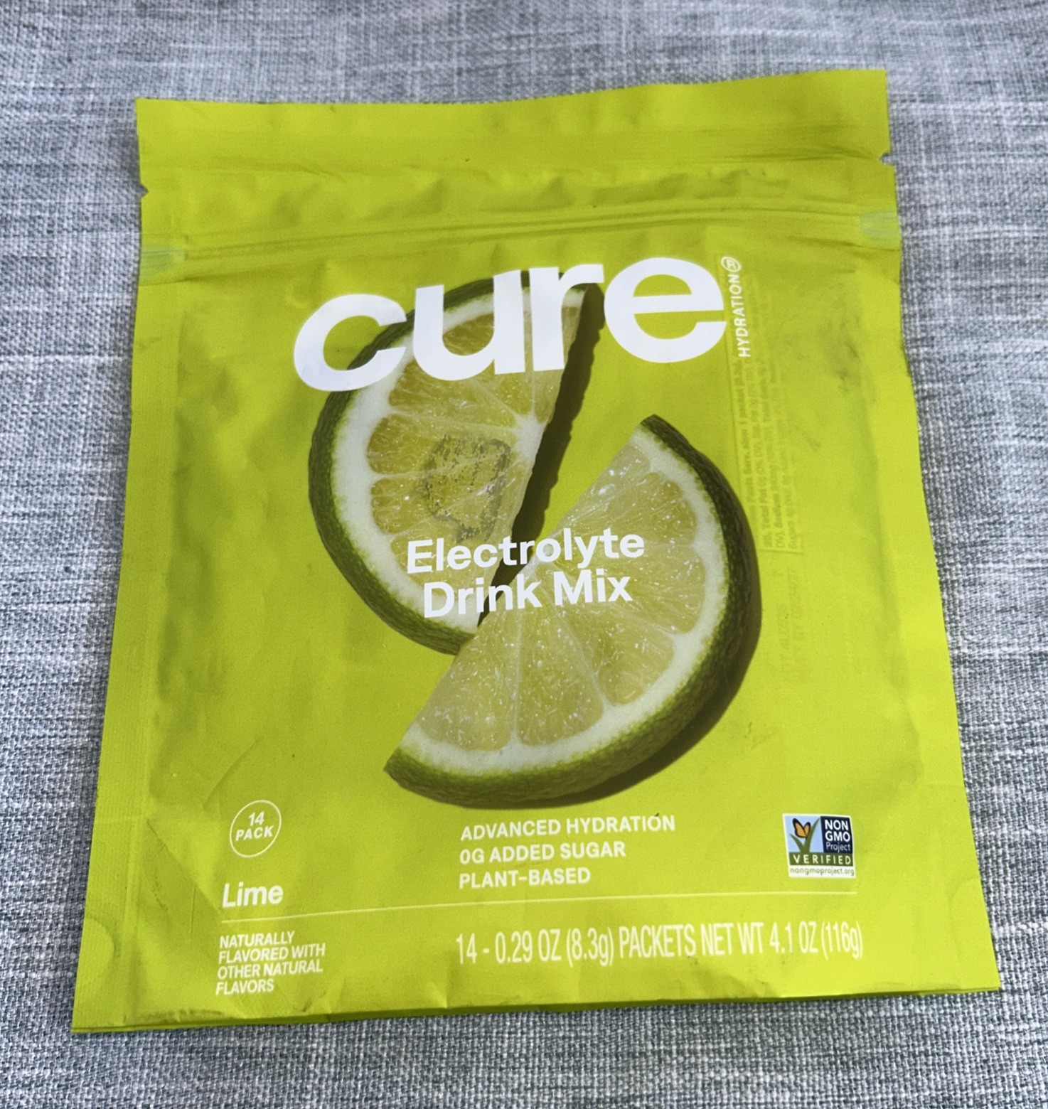 Cure Hydration ~ Electrolyte Drink Mix ~ 14ct ~ Lime ~ Sealed ~ Exp.02/2027