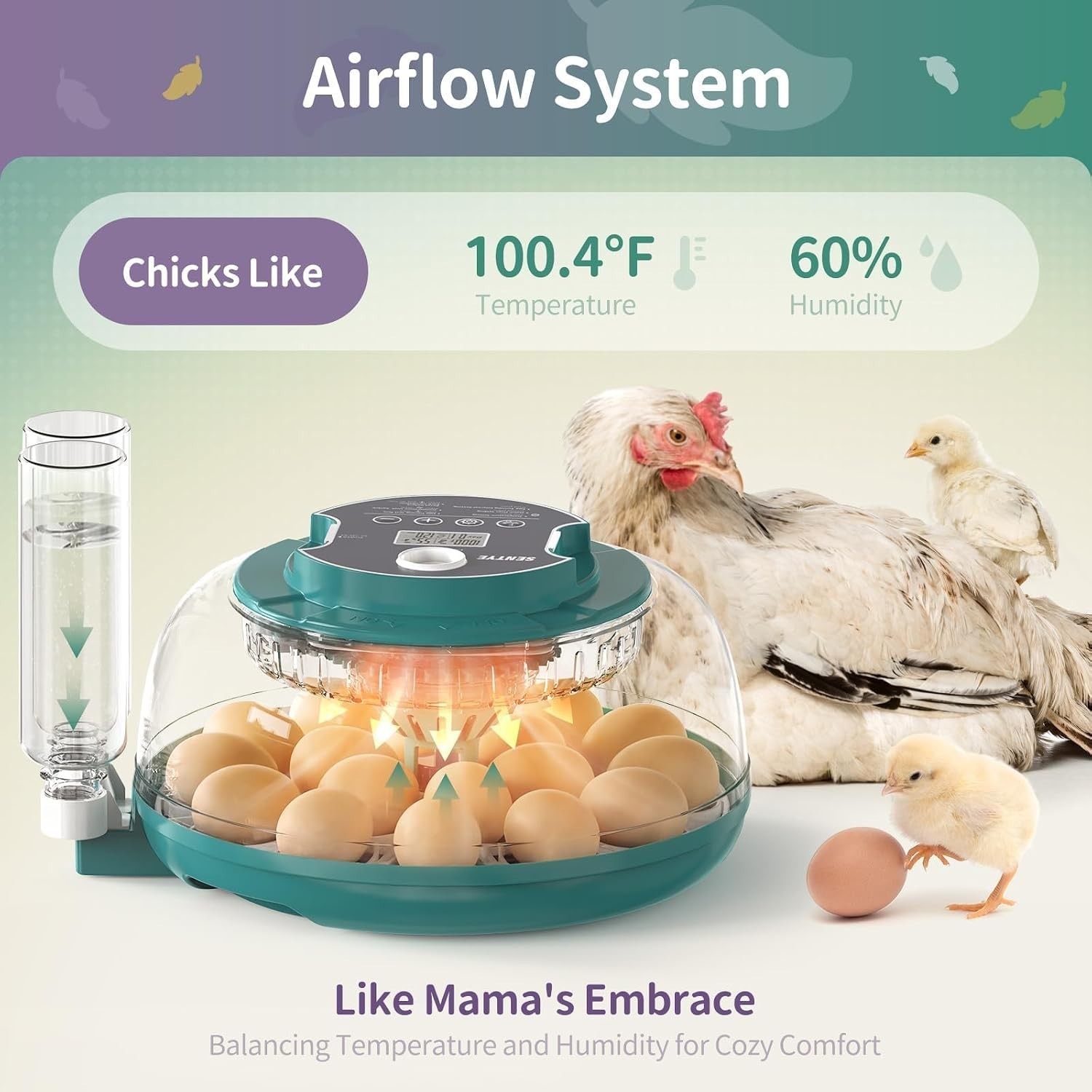 Automatic Egg Hatcher with LED Screen, Large Egg with Adjustable Turning & Hu...