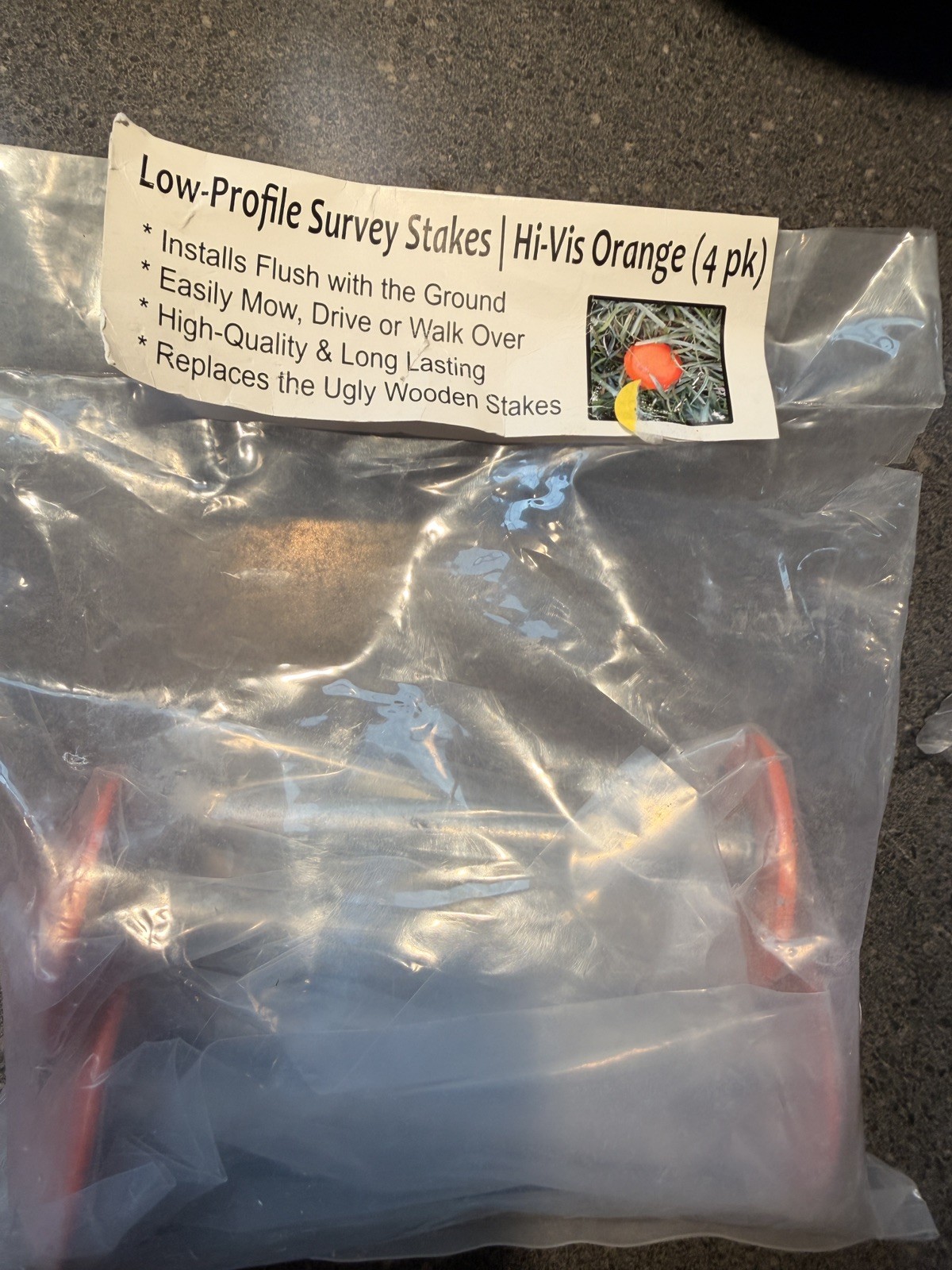Low Profile Survey Stakes Hi-Vis Orange - 4 Pack